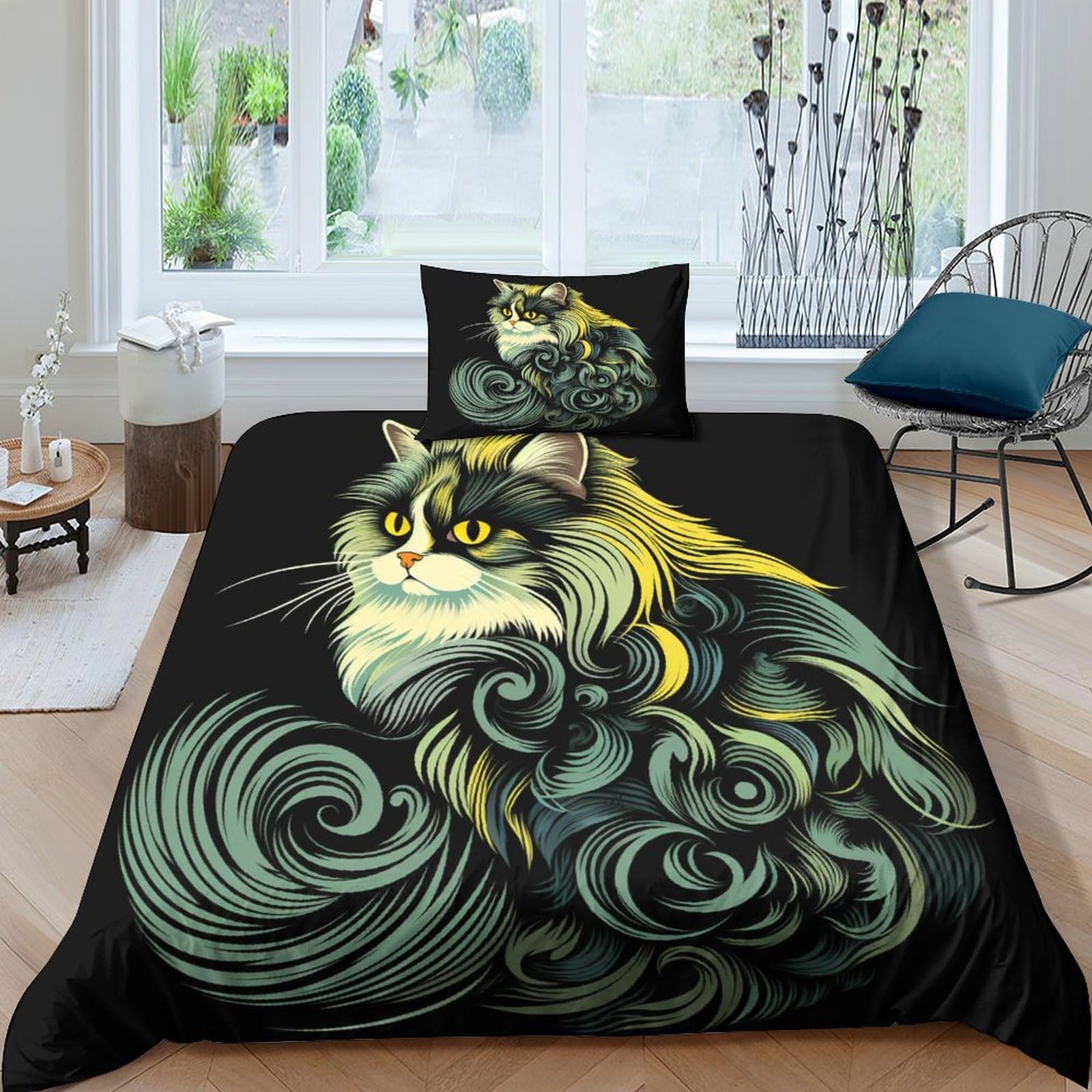 Parure de lit chat persan douce pour apaiser le sommeil des enfants avec une couette confortable