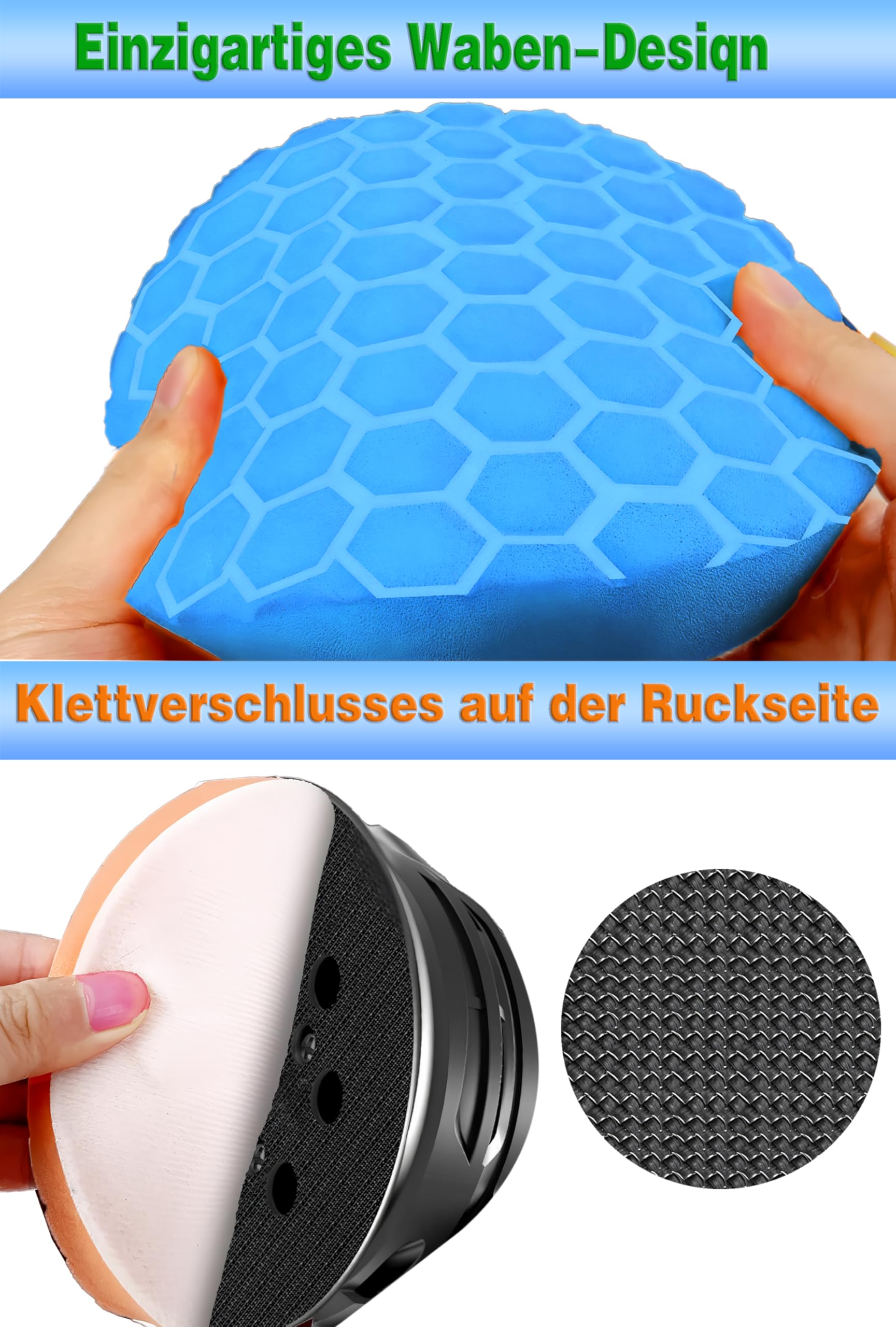 Éponge de Polissage 7 Pièces 150 mm Tampon de Polissage | Ensemble de Mousse de Polissage, Polyvalent, Pour Ponceuse de Polisseuse Excentrique