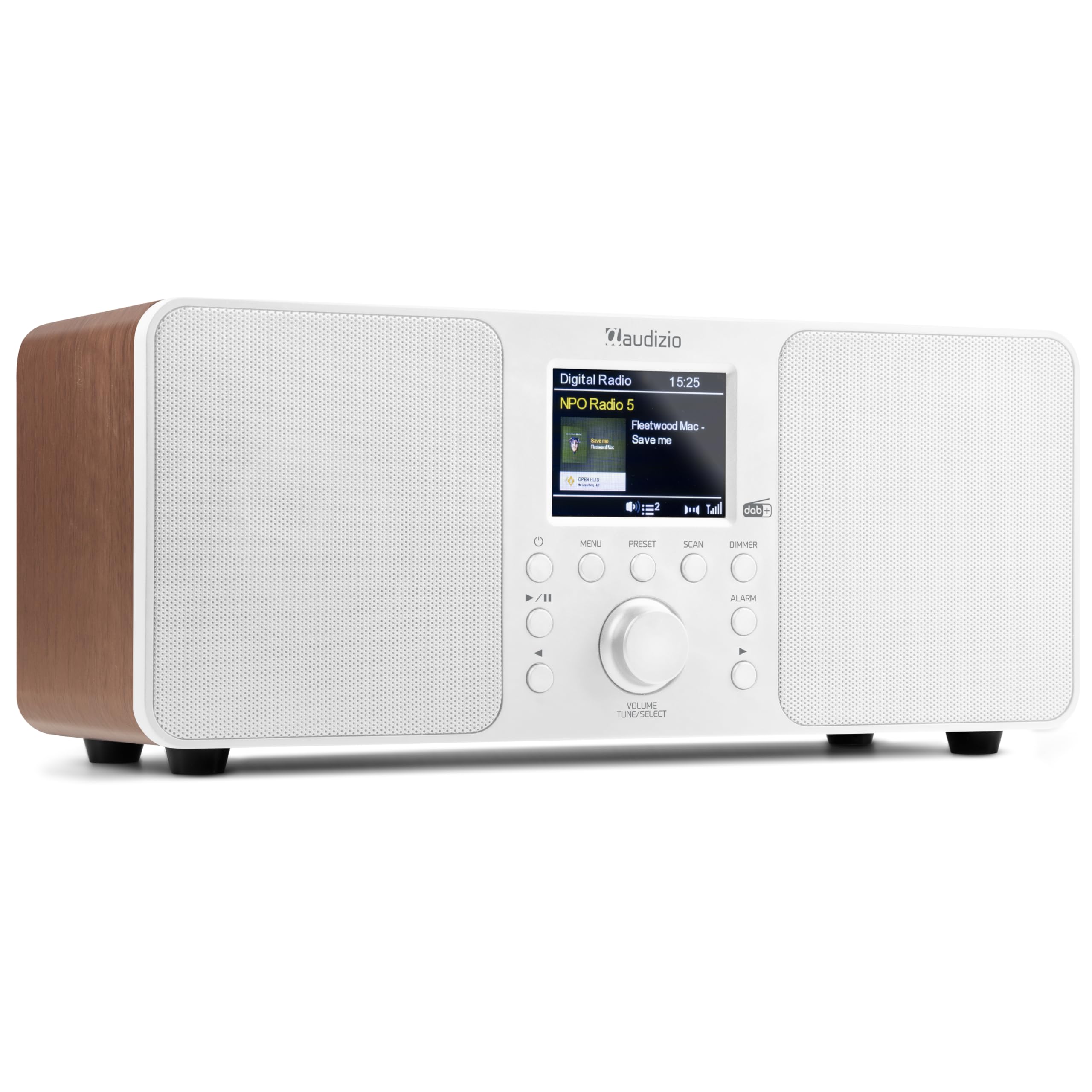 Audizio Genua Dab Radio Digital Dab con Bluetooth, Altavoz estéreo, Pantalla Color de 2,8", Radio FM, Mando a Distancia, Función Doble Alarma y Apagado, transmisión inalámbrica, en Color Blanco