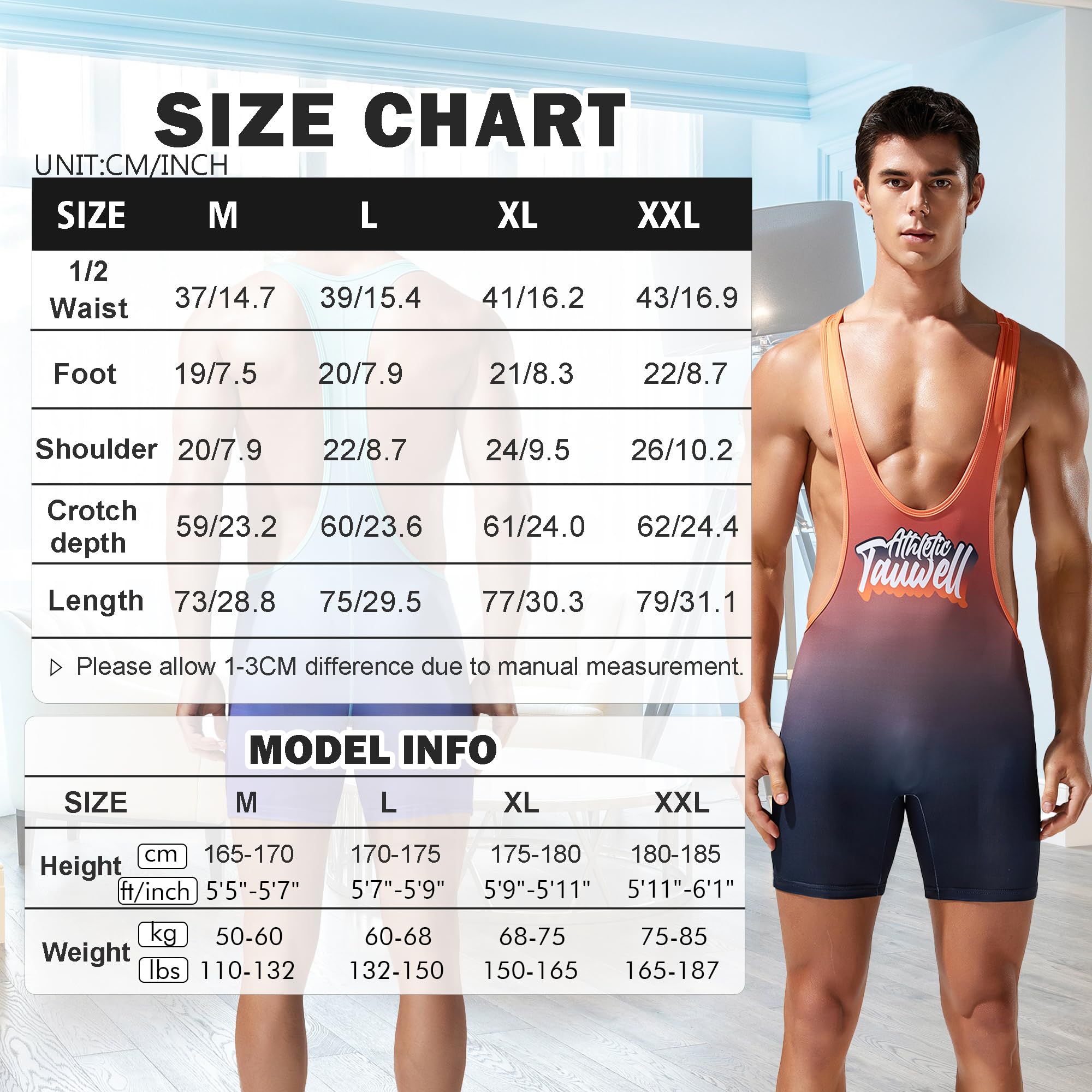 YUFEIDA Camisetas deportivas para hombre, ropa interior activa, boxeador de una pieza, ropa de lucha libre, body de capas base activas