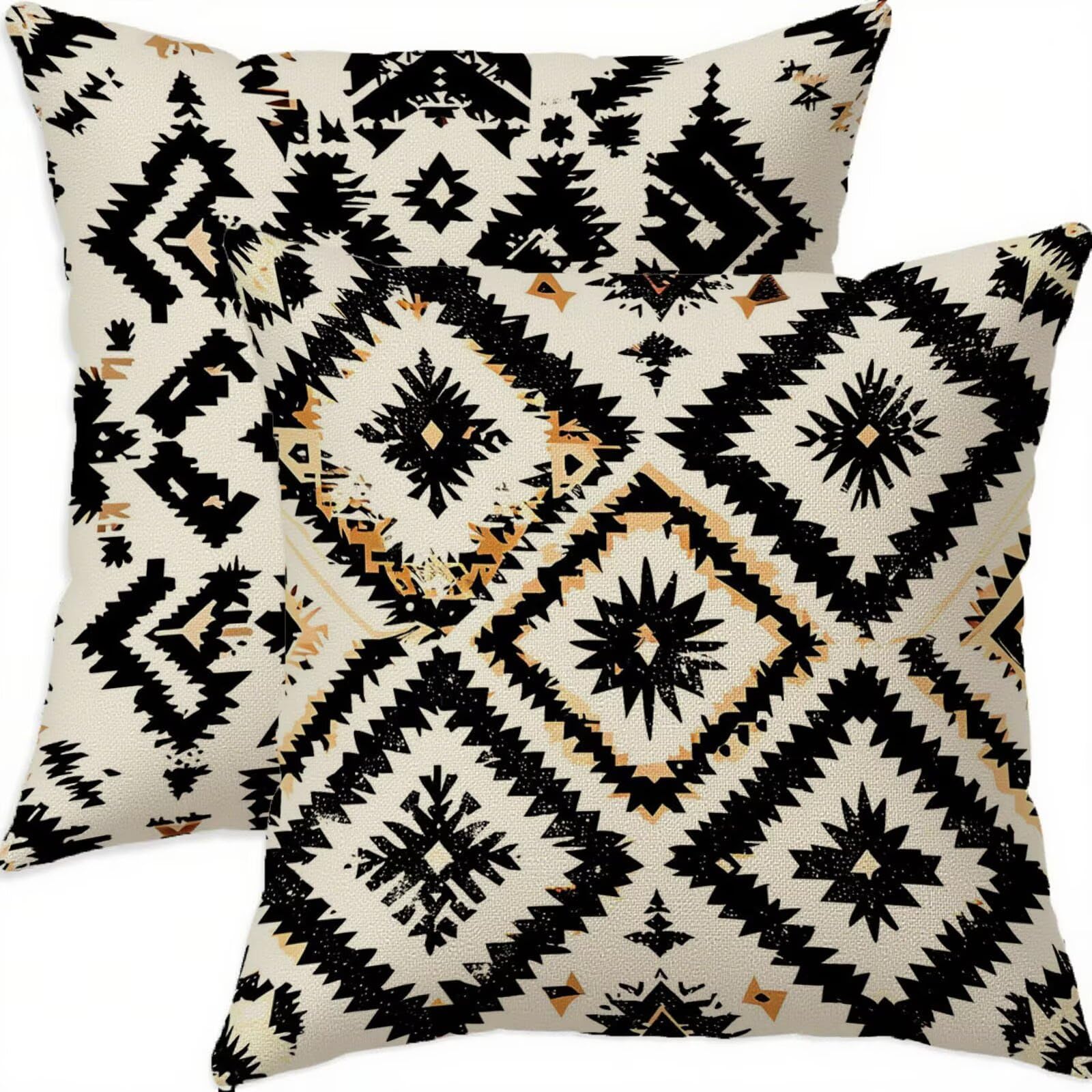 Housse coussin 60x60cm anti tache en lin avec zip invisible