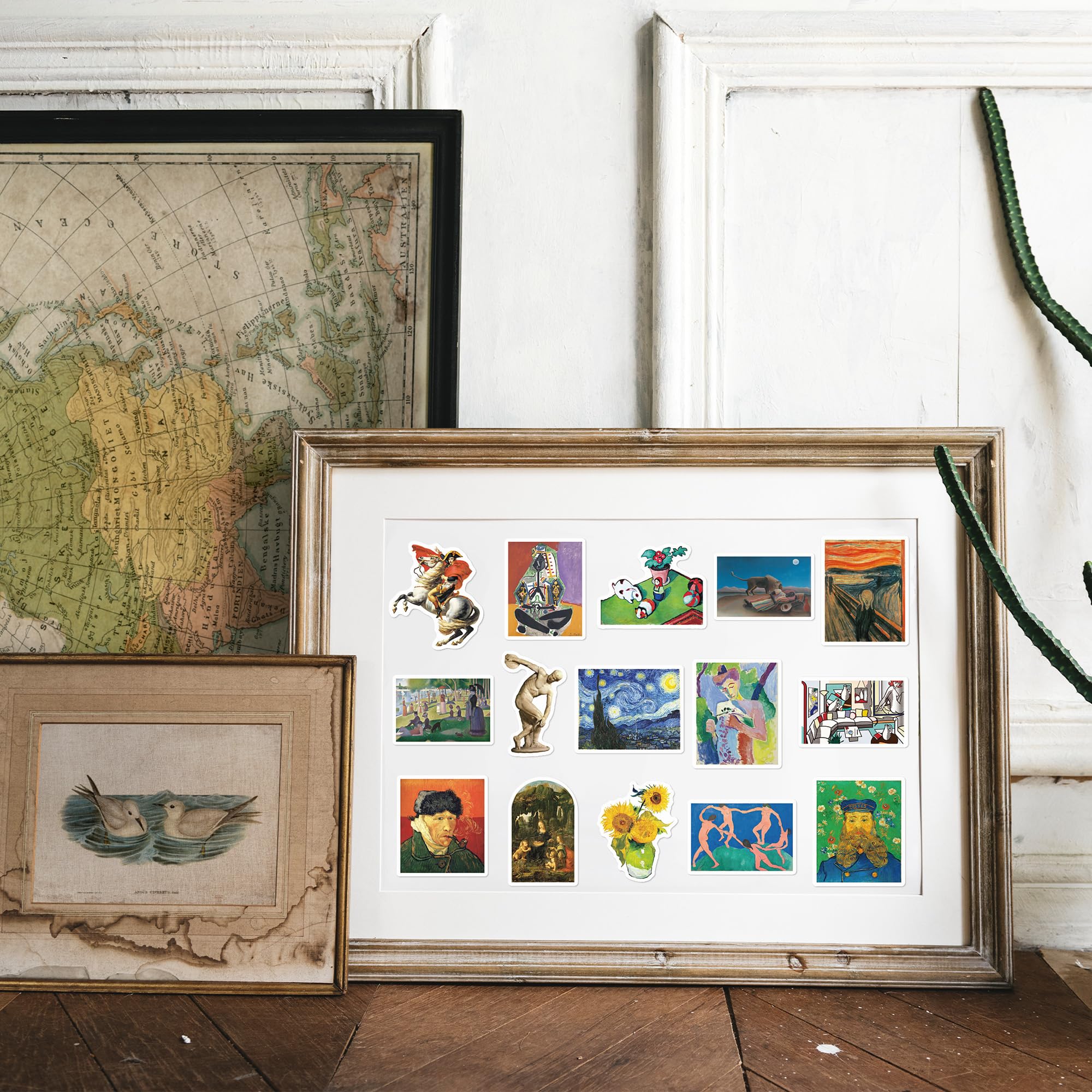 Calcomanías de arte retro para adultos y adolescentes, famosas calcomanías de pintura al óleo estéticas para botella de agua y laptop, 100 calcomanías de vinilo impermeables, regalos para