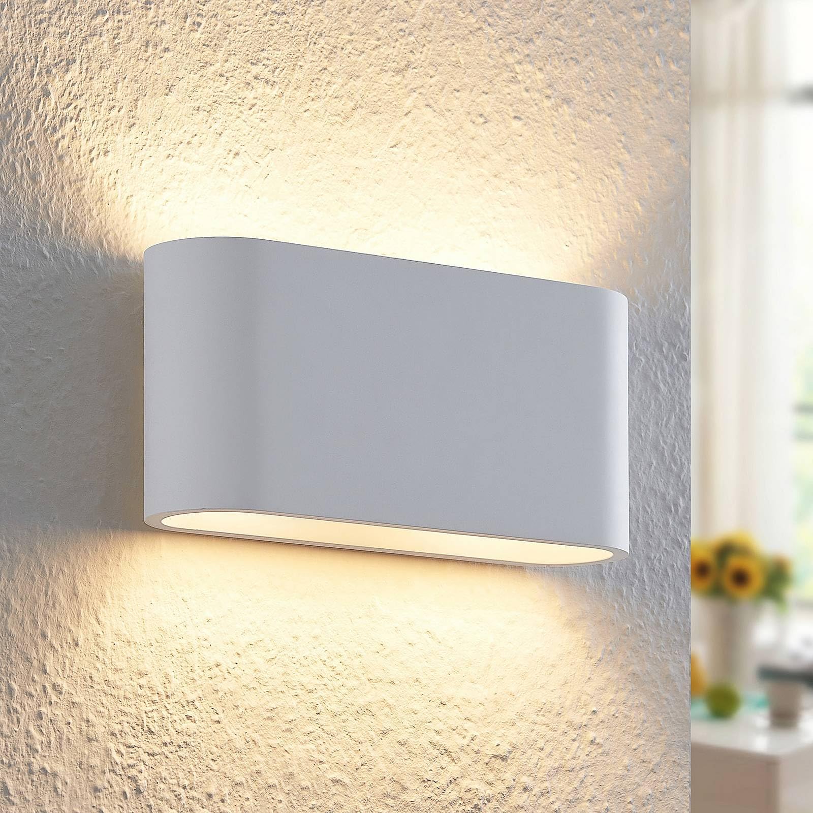 Lindby Applique dimmerabile (Moderno) colore Bianco, in Argilla ad es. Soggiorno & Sala da pranzo applique