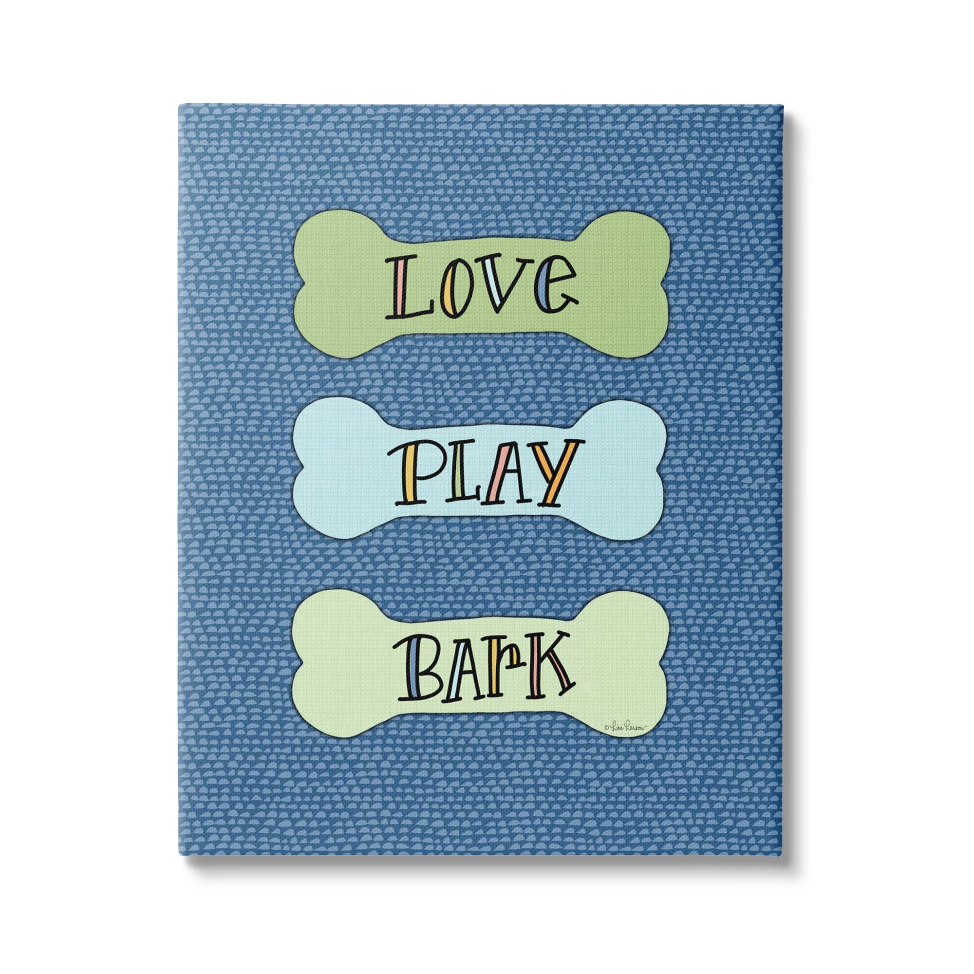 Stupell Industries Love Play Bark Blue Pattern Canvas Wall Art Design by Lisa Larson