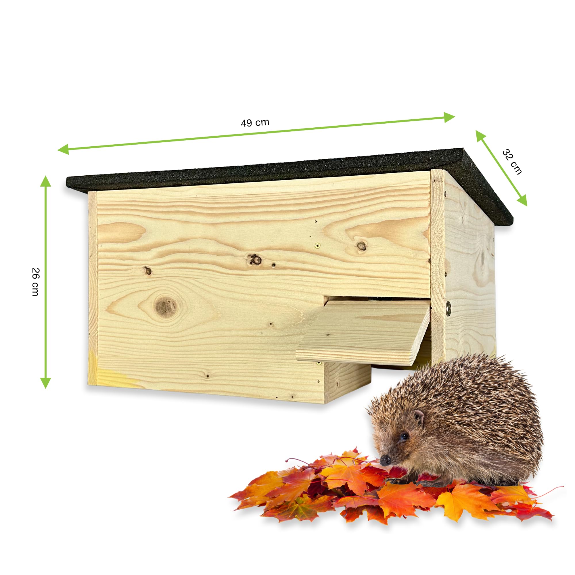 GARTENETAGE Igelhaus mit Rattenklappe aus Holz – wetterfestes Igelhotel für den Garten, sicherer Überwinterungsplatz, naturbelassenes Igelhaus für Wildtiere, nachhaltiger Unterschlupf