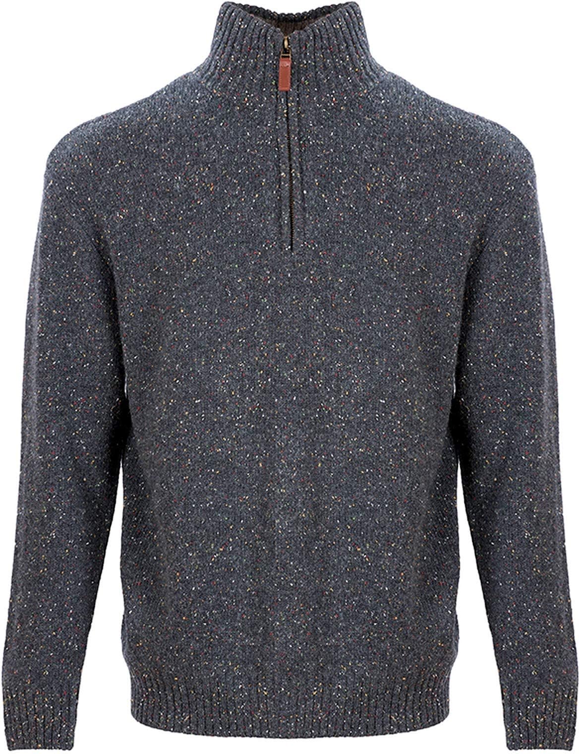 Lambswool/Nylon Men's Troyer Half Zip Sweater