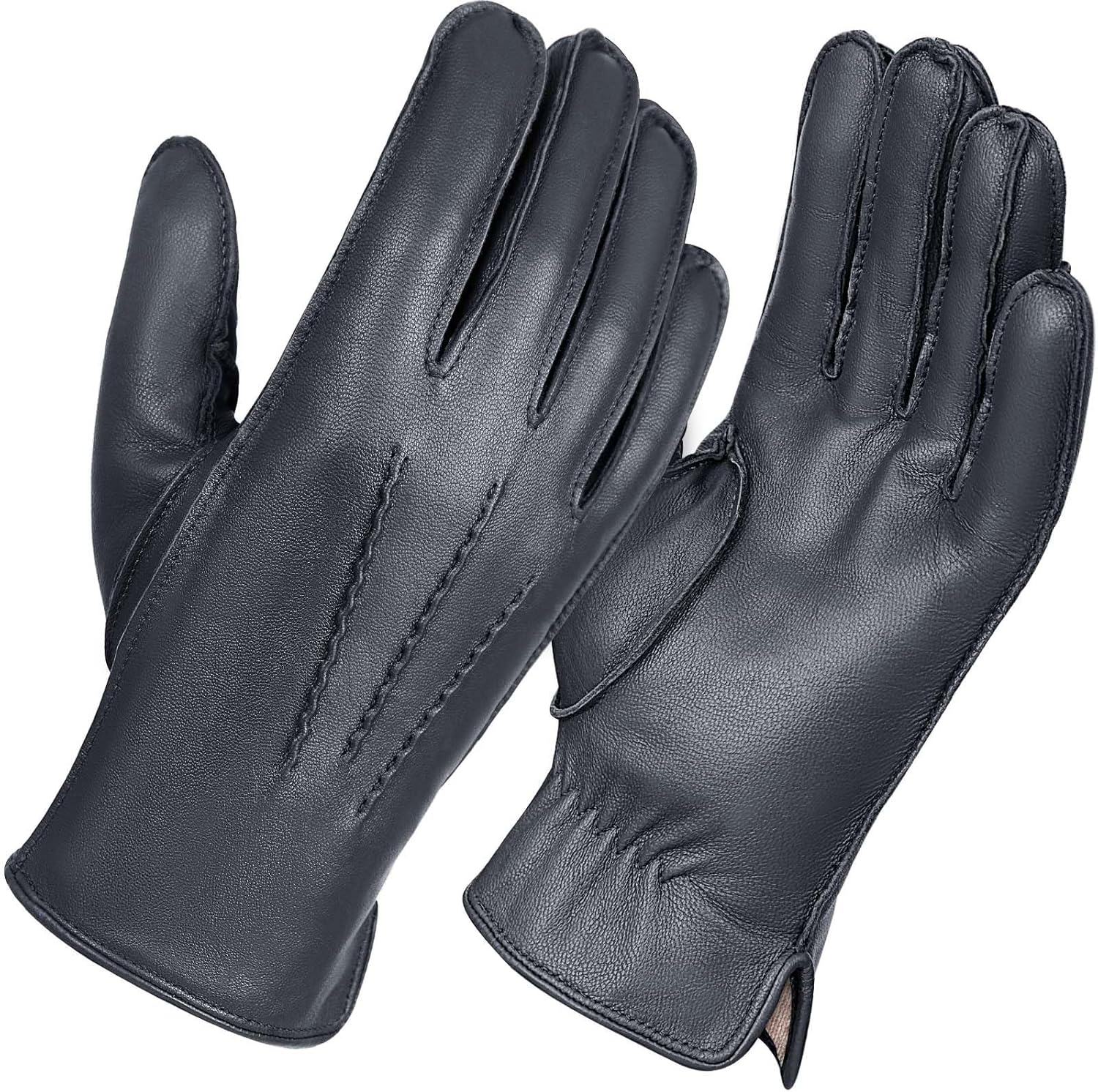 FIORETTO Mens Chrome-Free Leather Gloves Winter  Touchscreen Driving Gloves with Warm Wool Lining M24001