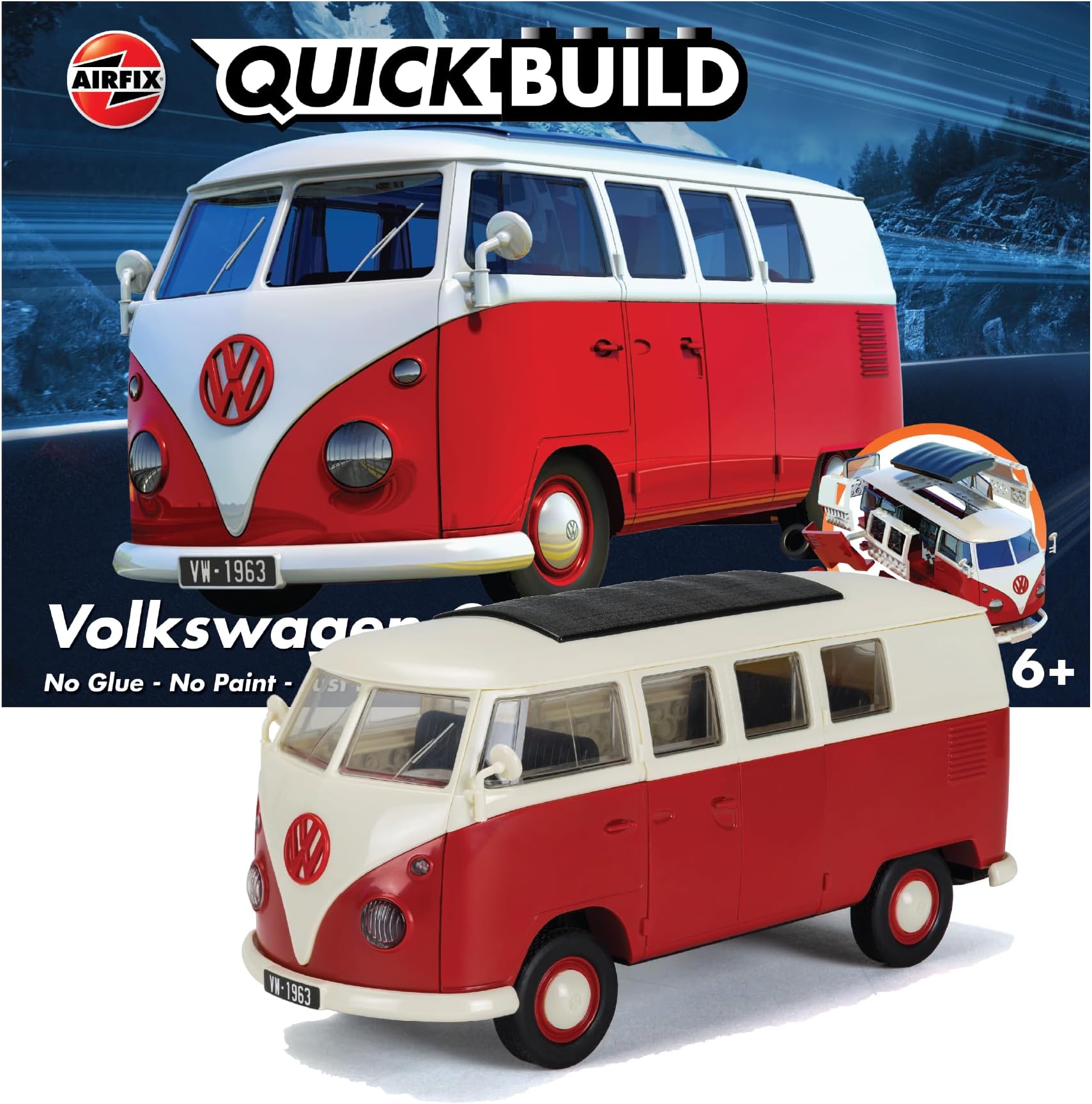 Quickbuild Volkswagen Camper Van Red Brick Building Plastic Model Kit J6017, Multicolour
