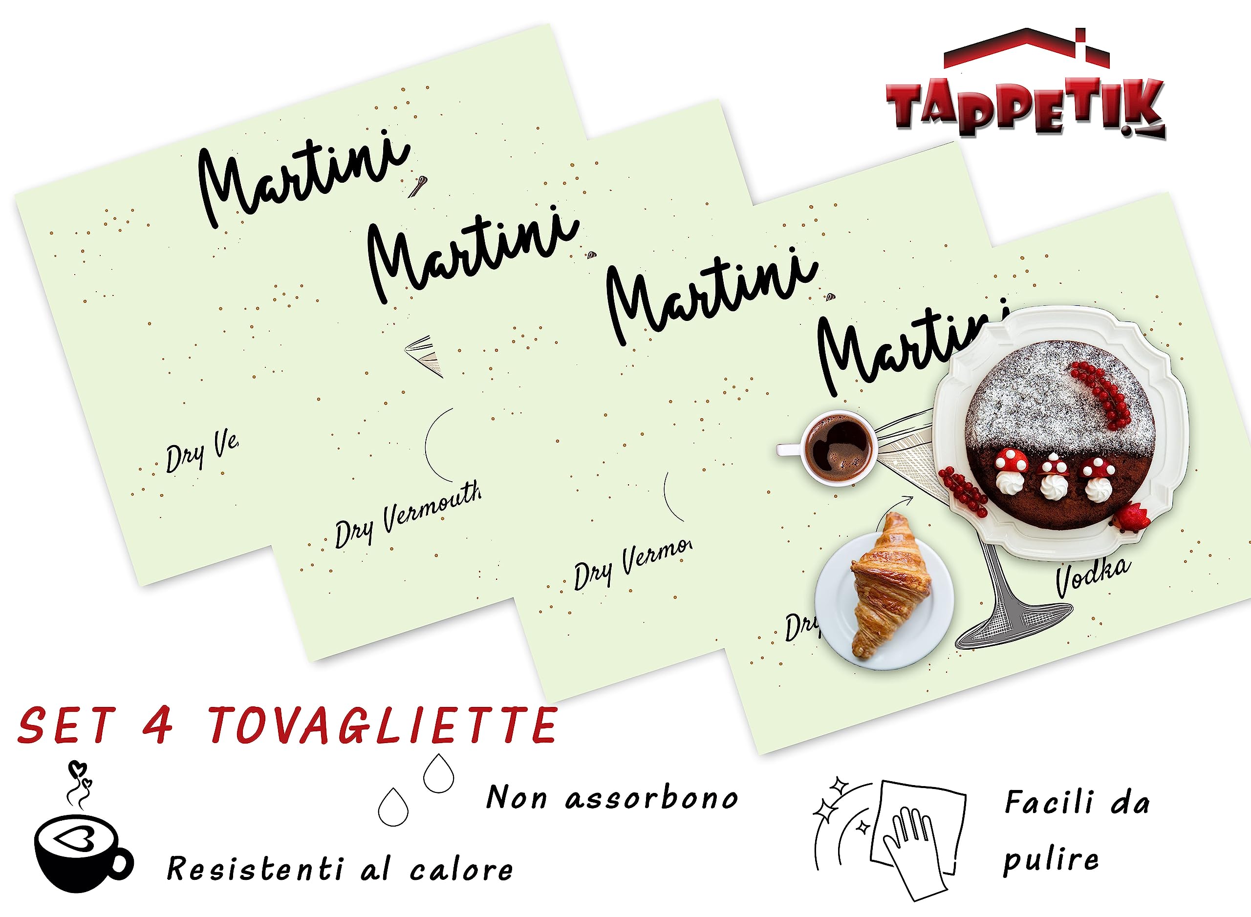 Set 4 tovagliette americane 33x45 cm, Diverse fantasie Ottima idea regalo (Tovaglietta 1052)