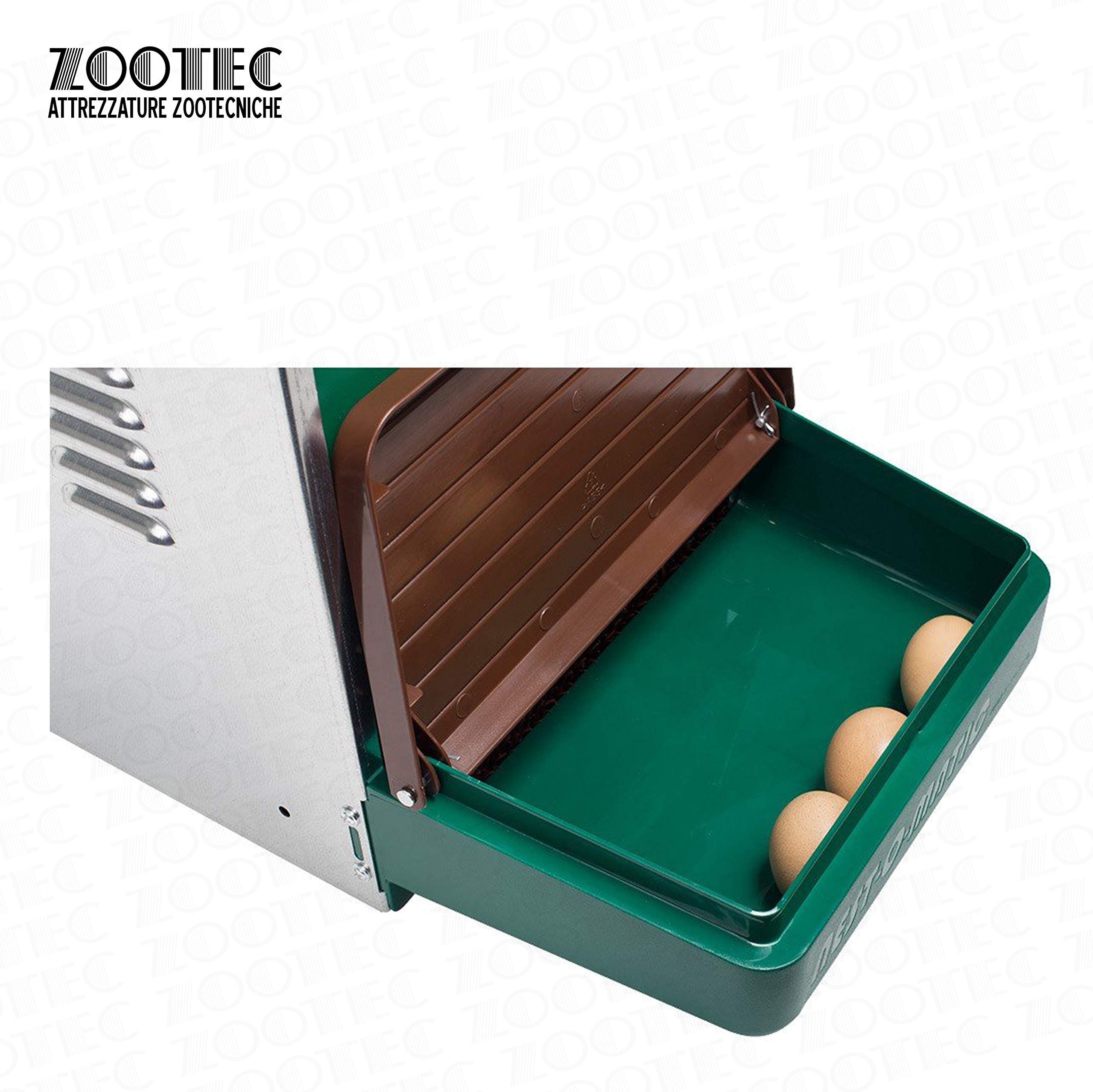 Nido per Galline Ovaiole, Robusto, Raccolta delle Uova dal Cassetto, Appendere all'Interno del Pollaio, in Lamiera 1mm con Porta-Uova in Plastica ABS, [49 x 31 x 42 Altezza]