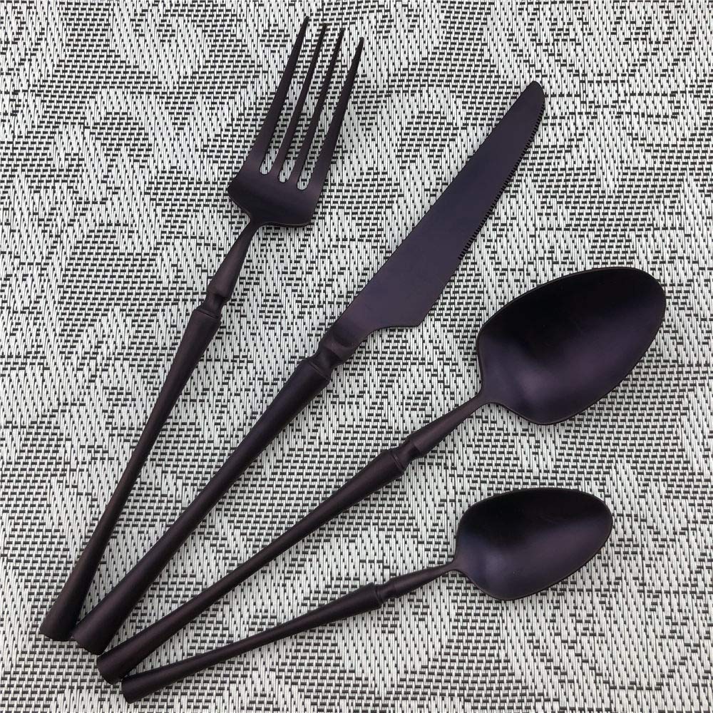 Besteck-Set, neues Besteck-Set aus Edelstahl, violett, matt poliert, schwarz, Geschirr-Set, Geschirr, Abendessen, Messer, Gabel, Suppe, Küchenzubehör (Farbe: Lila) (Regenbogen) (Champagner-Gold)