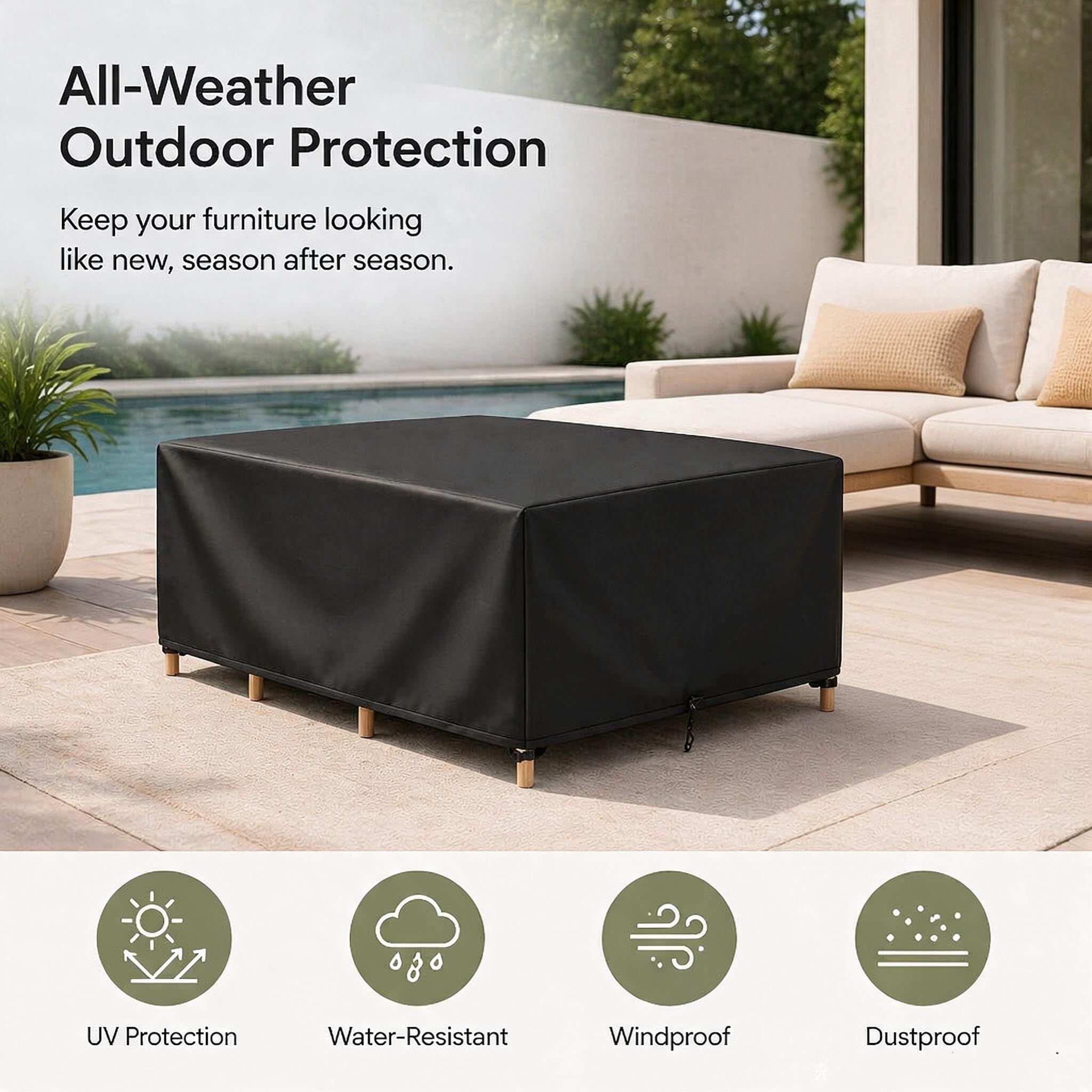 Housse Salon de Jardin 200x160x110cm Imperméable Anti-UV