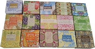 Greenwich Bay Trading Co. 15-Piece Botanical Soap Sampler - Luxurious Shea Butter Bars in 15 Unique Scents, 1.9oz Each
