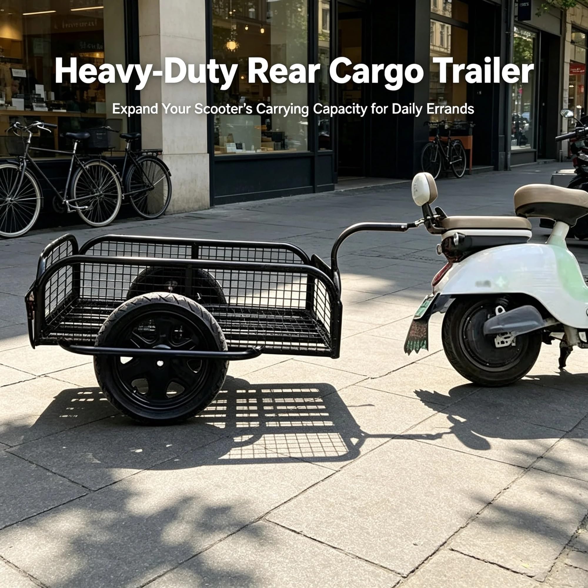 Remorque Cargo Monoroue pour Vélo Électrique, Panier Arrière Porte‑Charges pour Vélo