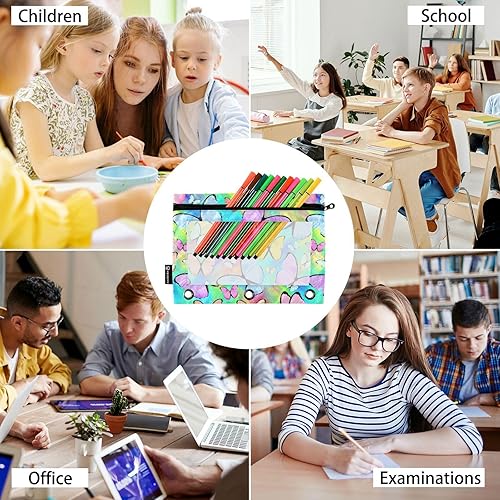 Vista 24 de Gredecor Estuche para lápices con 3 anillos, diseño de búho de dibujos animados, con cremallera, 2 unidades, organizador transparente para carpetas