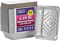 Vista 7 de Nicole Home Collection Sartenes de aluminio con tapas, 50 unidades, sartenes oblongas de 1 libra (5 x 4 pulgadas), recipientes para llevar