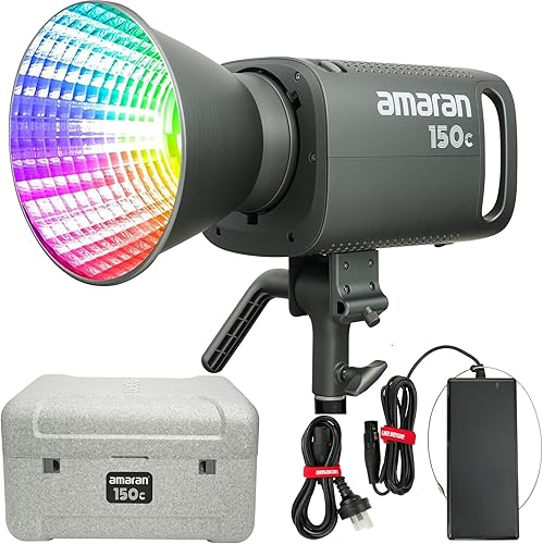 Aputure Amaran 150c,Amaran 150c RGBWW 150W Luz de video LED a todo color, 2,500K a 7,500K CRI 95+,15,610lux 3.3 ft,9 FX del sistema,Control de