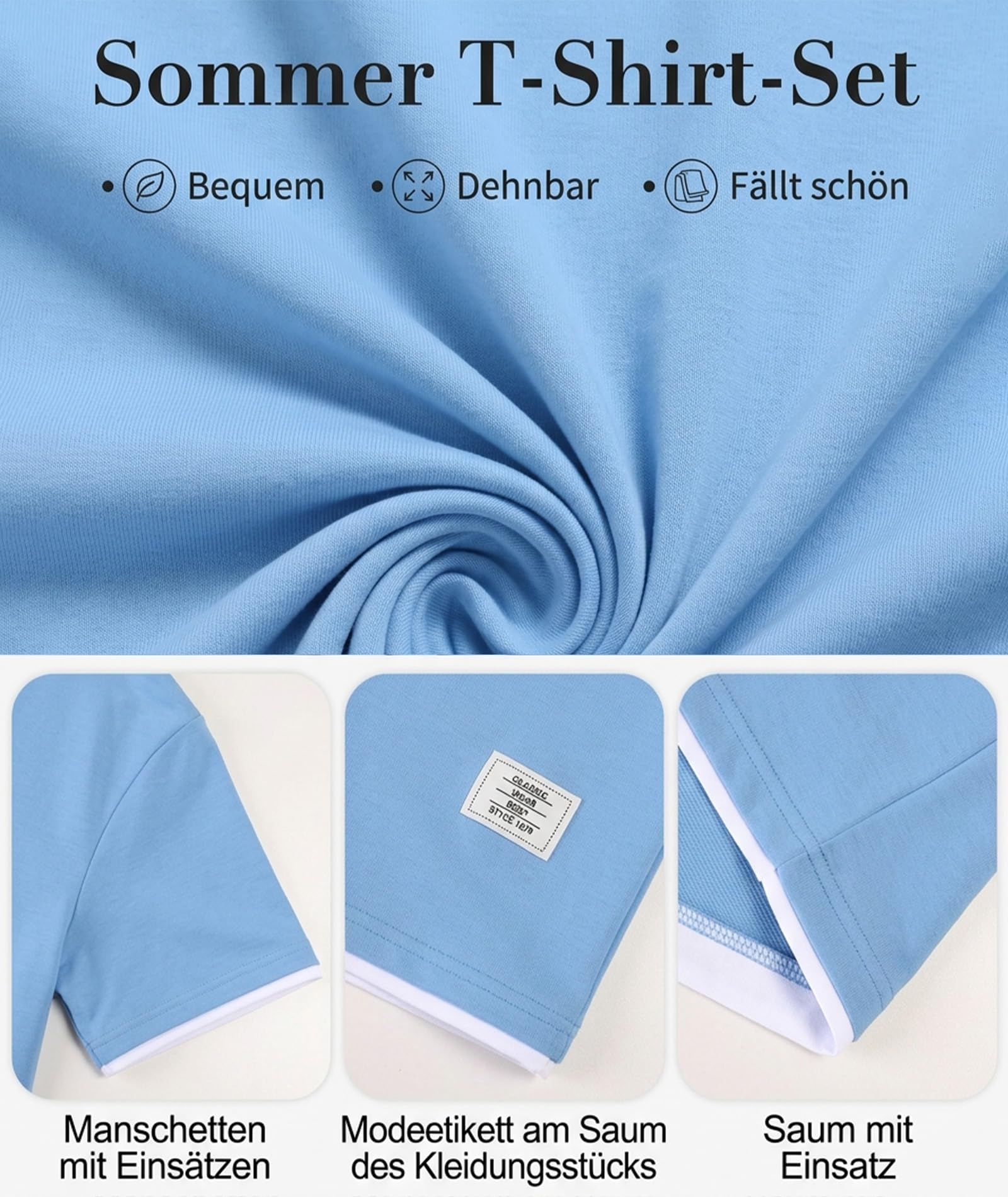 Elainone Herren Sommer Set, T-Shirt & Shorts Kurz Trainingsanzug | Leichtes 2-teiliges Set aus 95% Polyester und 5% Elasthan, Elastischer Bund, für Freizeit, Urlaub & Sport