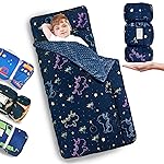 Primlect Thickened Toddler Nap Mat with Removable Pillow and Minky Blanket, Extra Large 55\'\'x35\'\' Sleeping Bag, Washable, Roll up, Perfect for Daycare, Preschool, Kindergarten, Boys and Girls