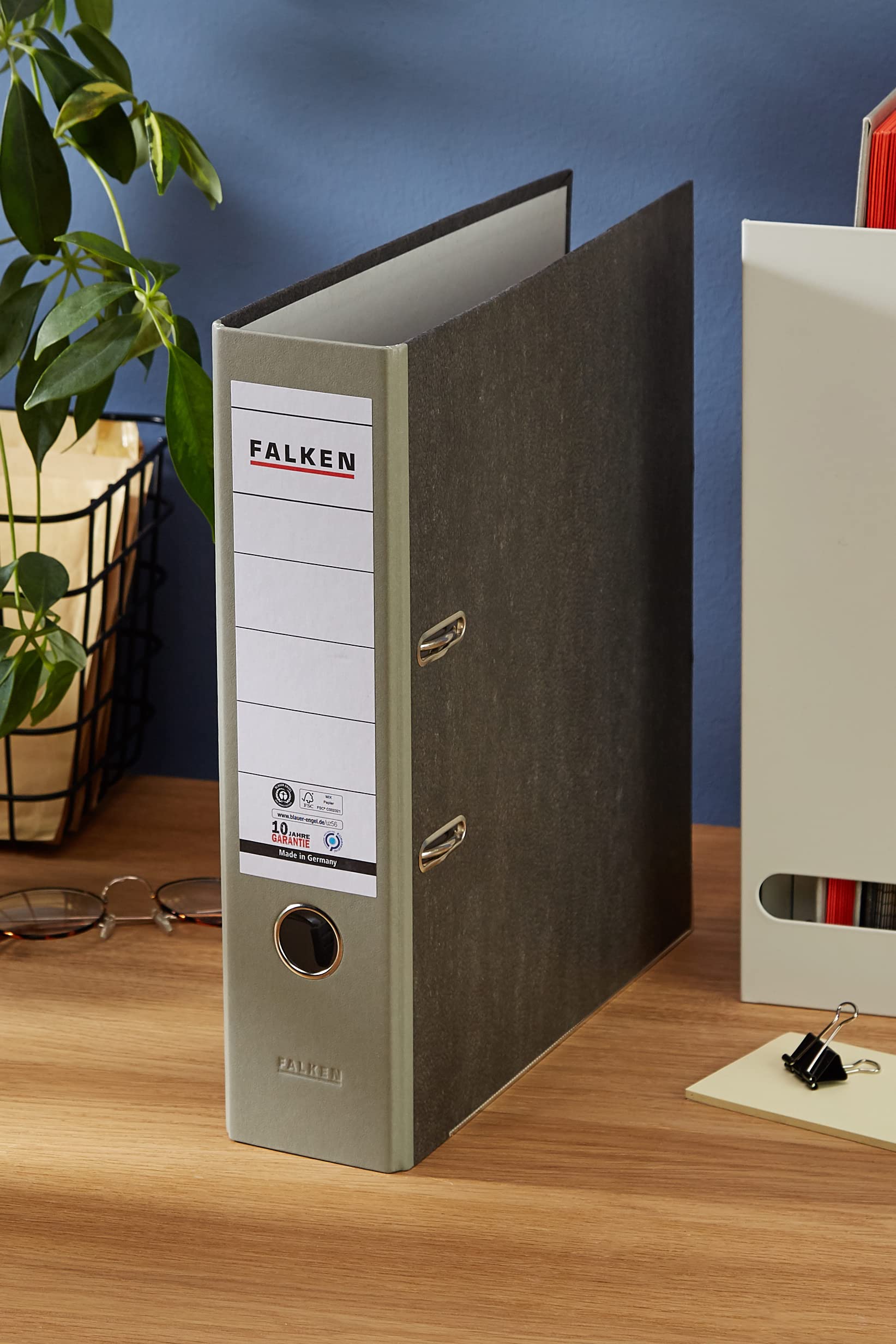 Exacompta Falken - Réf. 10311975002F - 1 Classeur à levier Papier marbré A4 RECYCLING - Gris-dos gris