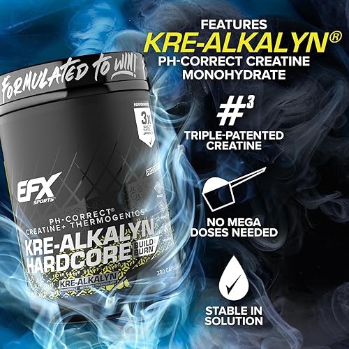 Miniatura 20 de EFX Sports Kre-Alkalyn Hardcore | Suplemento termogénico de creatina monohidrato pH correcto, energía y fuerza, preentrenamiento | 40 porciones, 120