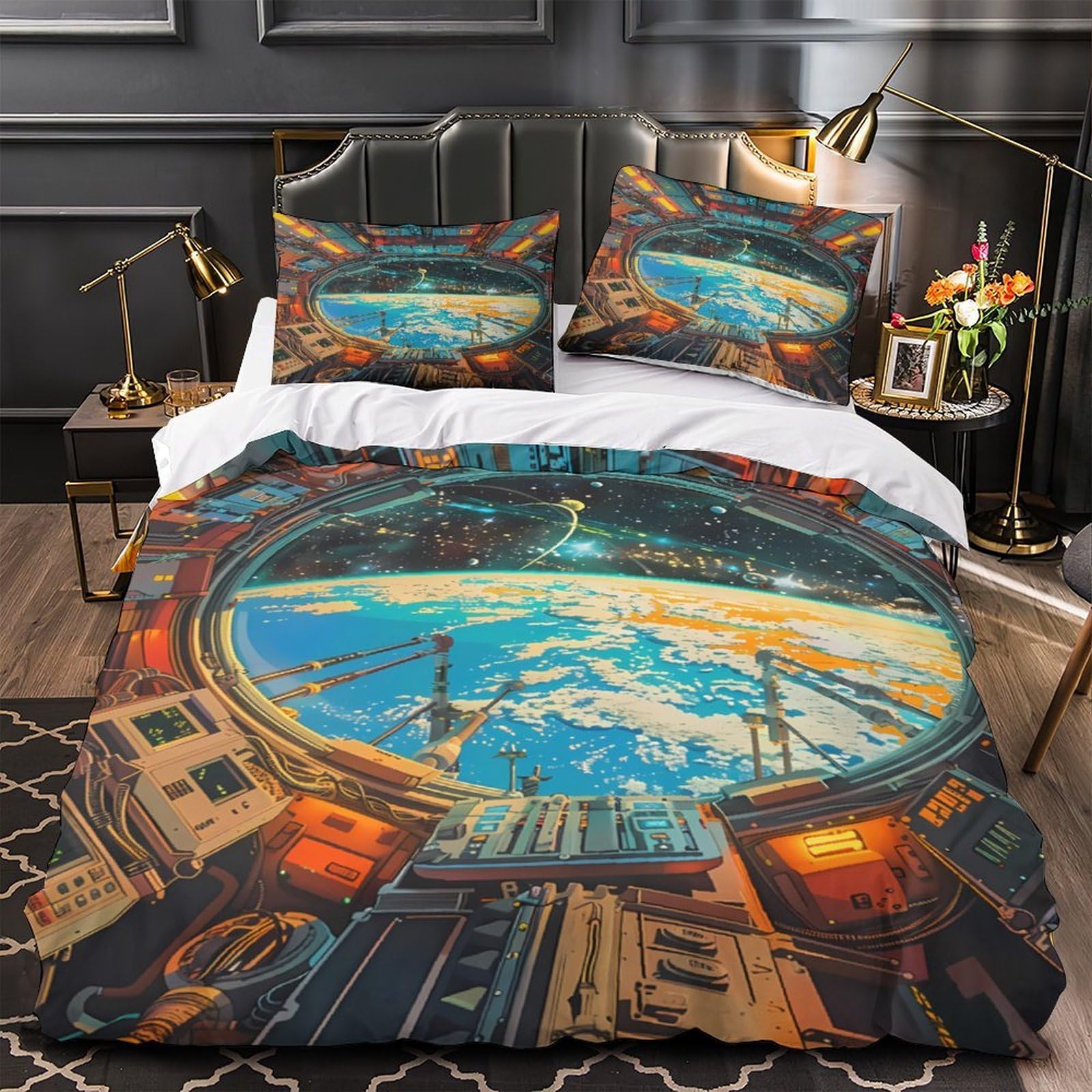 Parure de lit spatiale 140x200 anti-acarien avec fermeture éclair