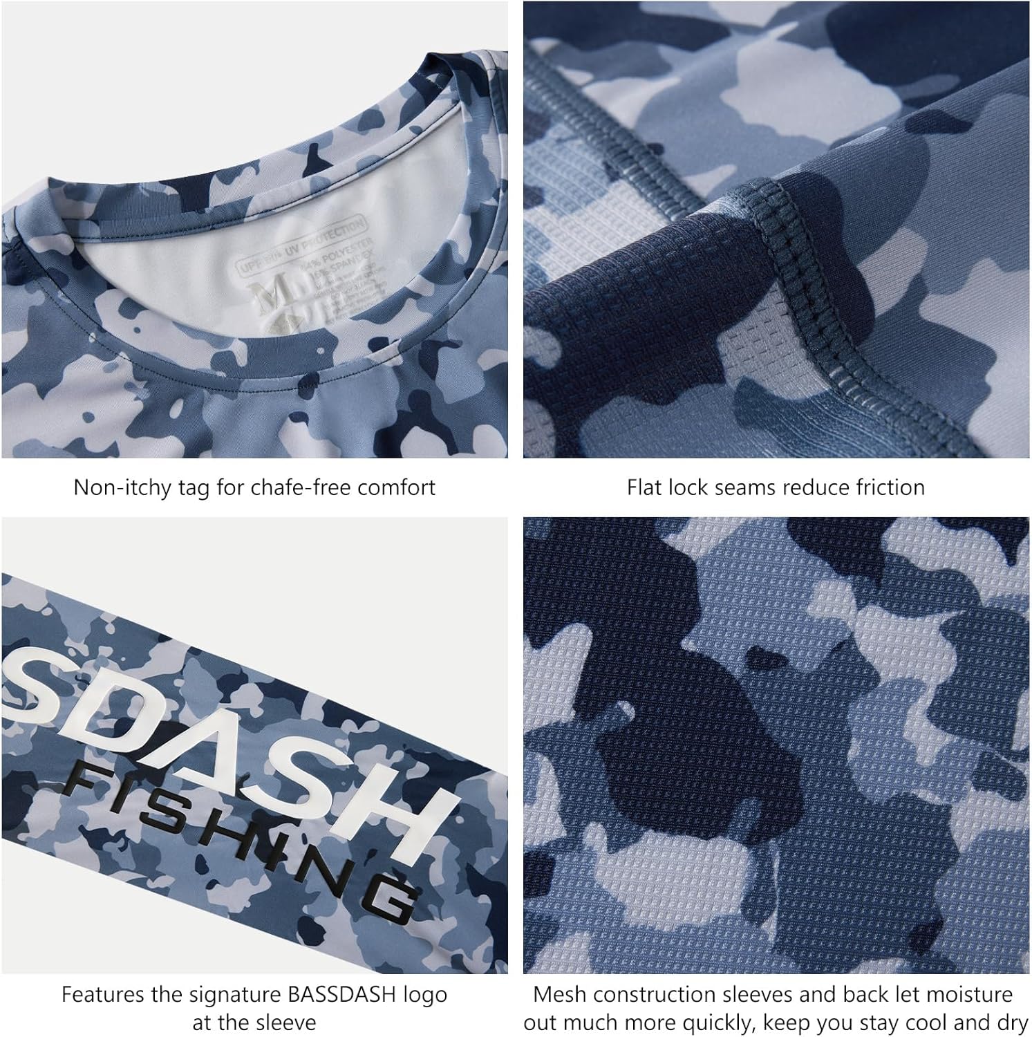 BASSDASH Men’s Camo Fishing Shirts UPF 50+ Long Sleeve Quick Dry Lightweight T-Shirts for Outdoor Hiking Kayaking FS37M - Image 4