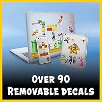 Vista 3 de Paladone Super Mario Bros Tech Decals, 4 hojas de calcomanías de vinilo para funda de teléfono, laptop y más