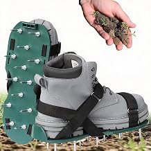 Lawn Aerator Shoes Heavy Duty Grass Aerator with Adjustable Straps Garden Spike Shoes with Galvanised Steel Spikes for Easy Soil Aeration Lawn Care and Garden Maintenance