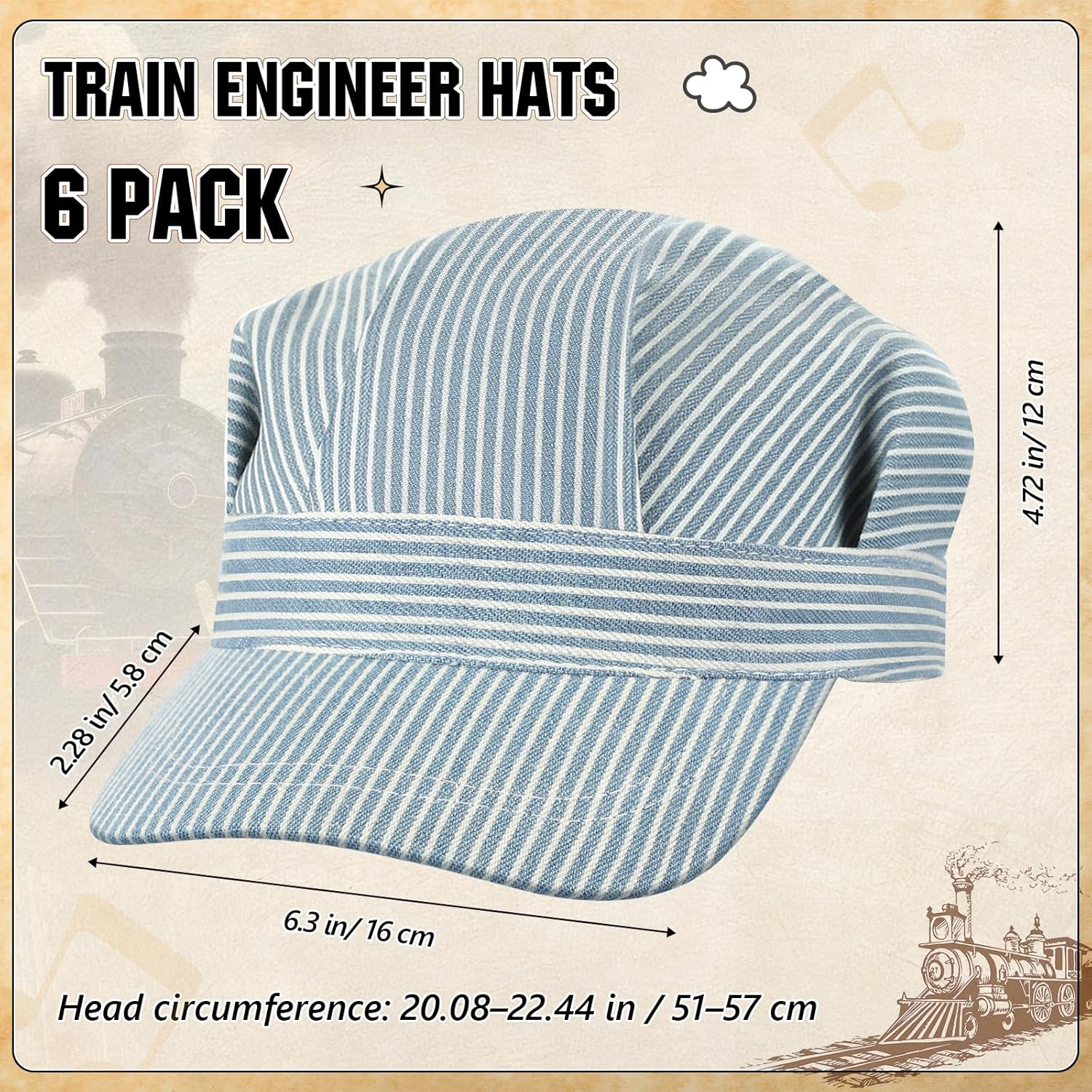 Train Conductor Hat Engineer Hats Train Favors Conductor Costume Accessories Adjustable Cap
