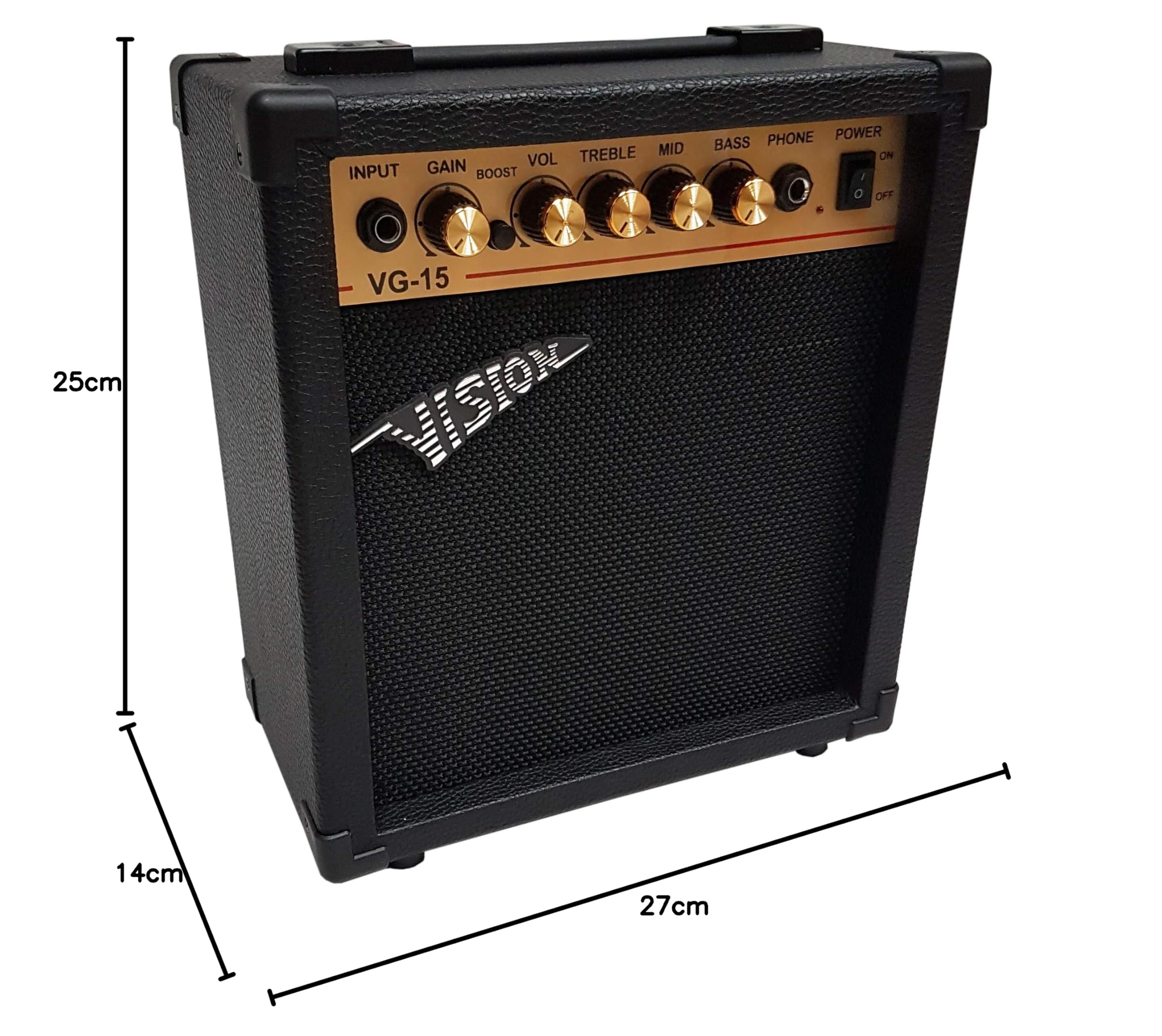GITARRENVERSTÄRKER 20WATT - E Gitarren VERSTÄRKER - Overdrive - 3 KÄNALE - GOLDEN LINE VG15