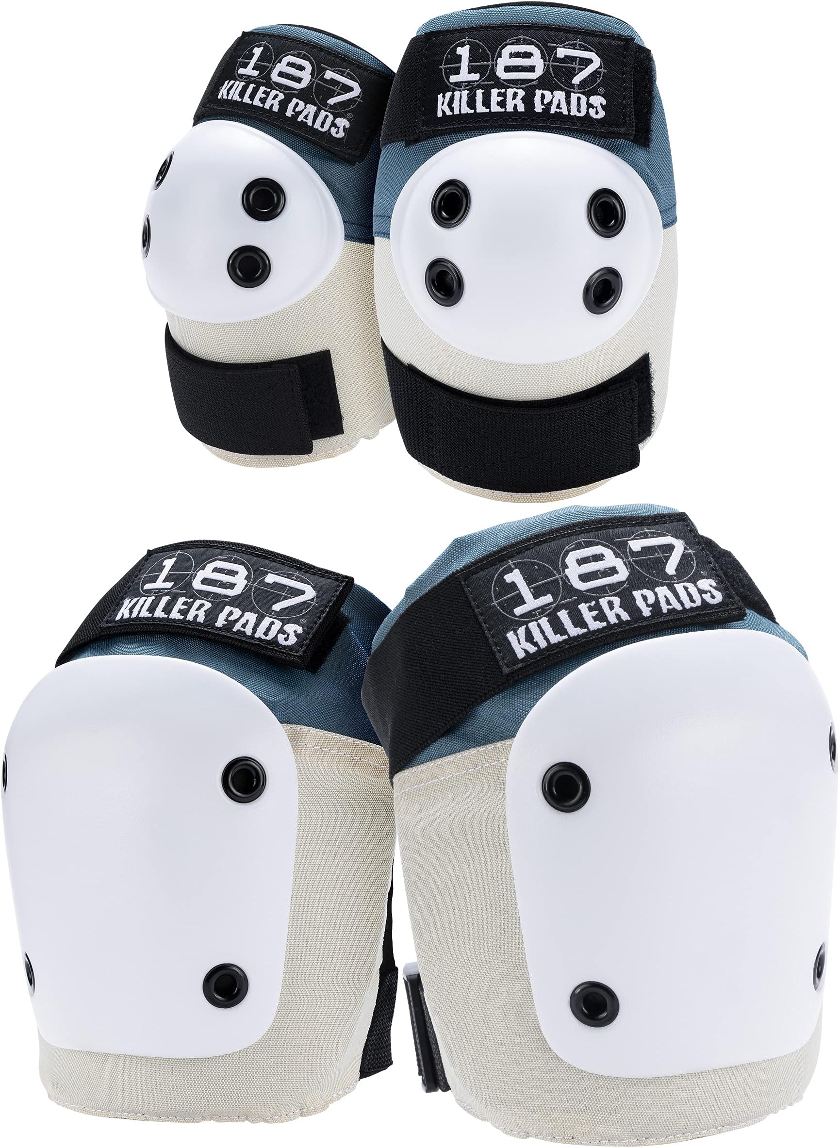 187 Killer Pads Knee Pads, Elbow Pads Combo Pack, Stone Blue, Small/Medium