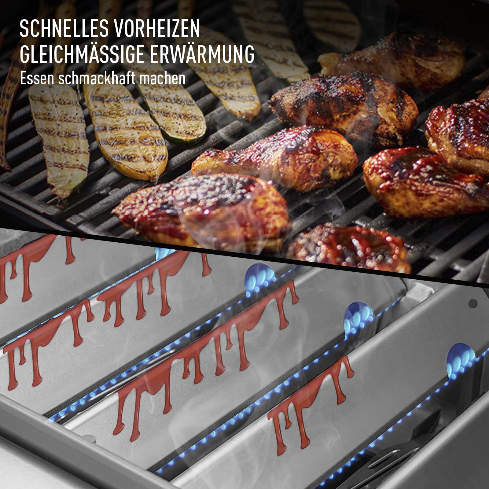 66032 Edelstahl Flavorizer Bars für Weber Genesis II/LX 300, Aromaschienen für Weber Genesis GS4 II LX E/S-340 E-310 E-315 E-335 E-330 S-335 Grills, 43.5cm Heizplatten Ersatz für Weber 66032/66795
