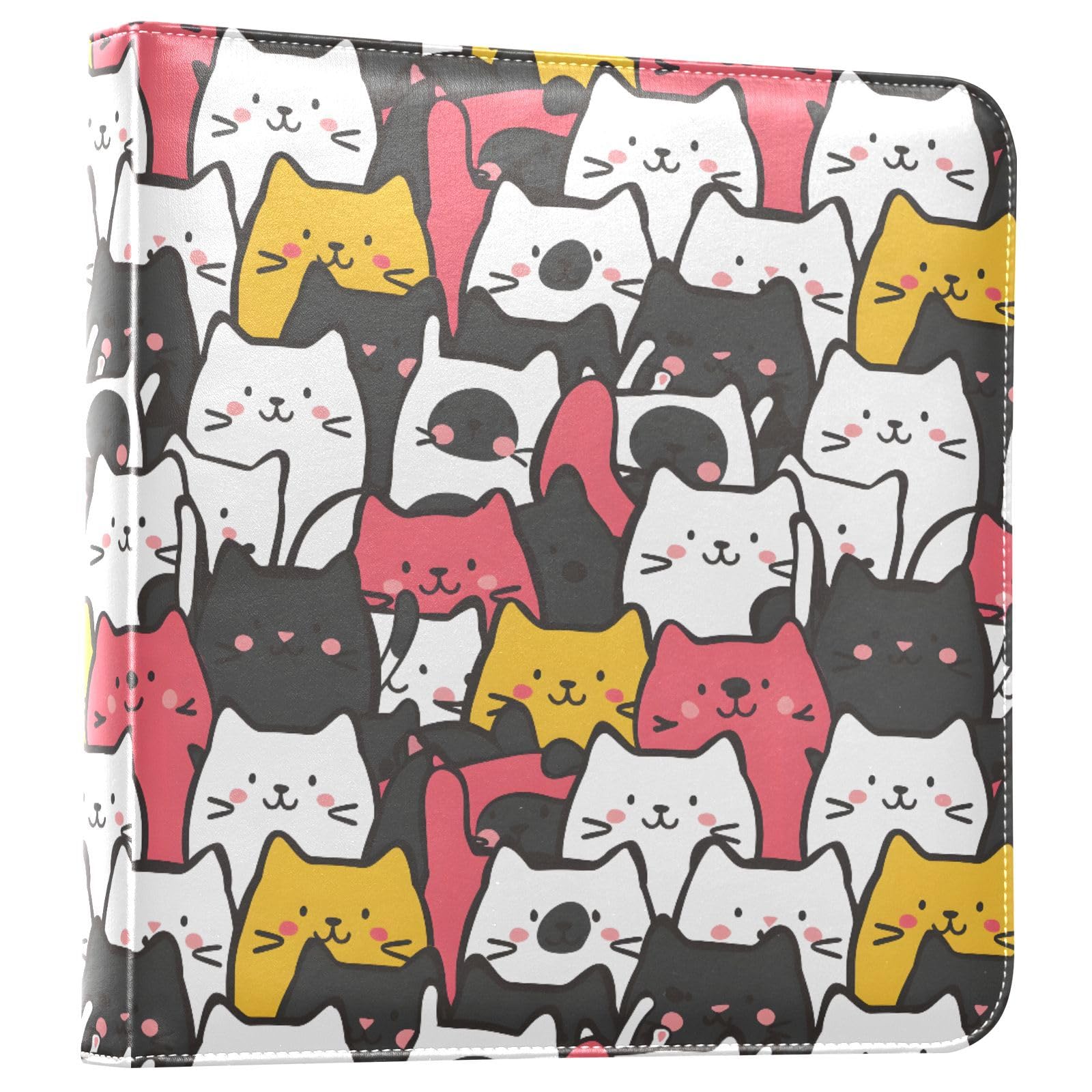 JIPONI Funny Kitten Cats Large Photo Album, DIY Leather Cover Scrapbook Albums for 4x6 5x7 6x8 Pictures, Self Adhesive Memory Book for Wedding, Baby, Family