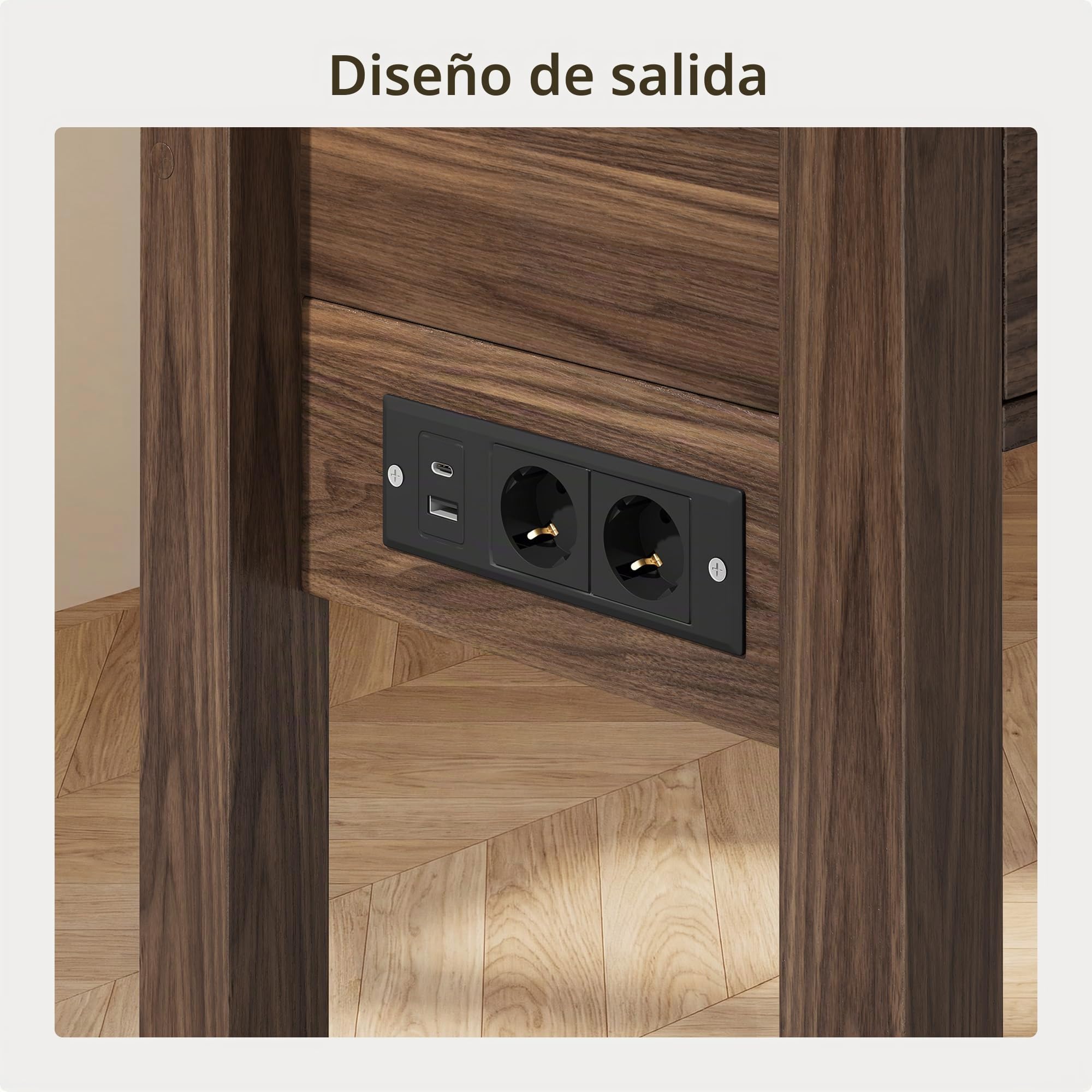 Xbro Mesa de Consola con Tomas de Corriente, Mesa de Pasillo con 3 Cajones y Estante, Mueble Recibidor Entrada para Entrada, Pasillo,Salón,130 x 30 x 80 cm,Marrón