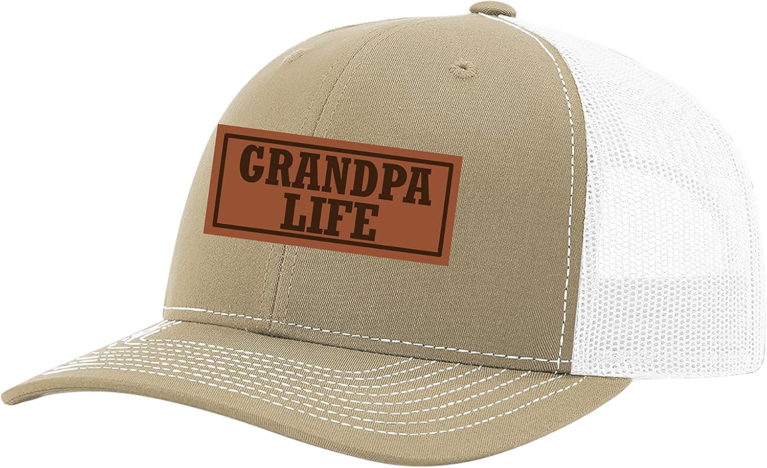 Trenz Shirt Company Men's Daddy Life Father's Day Laser Engraved Leather Patch Trucker Hat