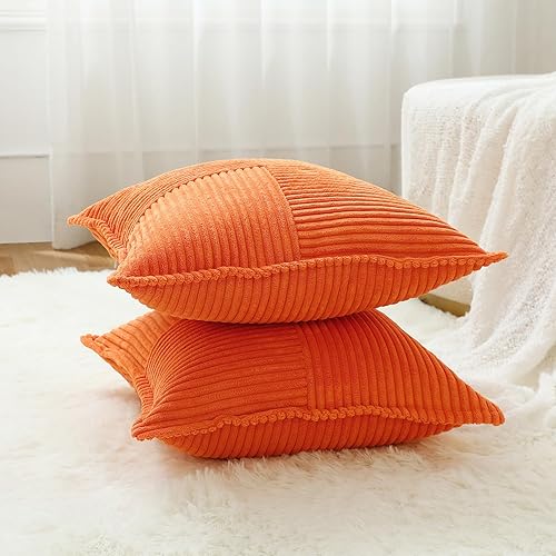 Miniatura 3 de Juego de 2 fundas de almohada decorativas bohemias de 18 x 18 pulgadas, decoración del hogar de granja, funda de almohada de pana suave con textura