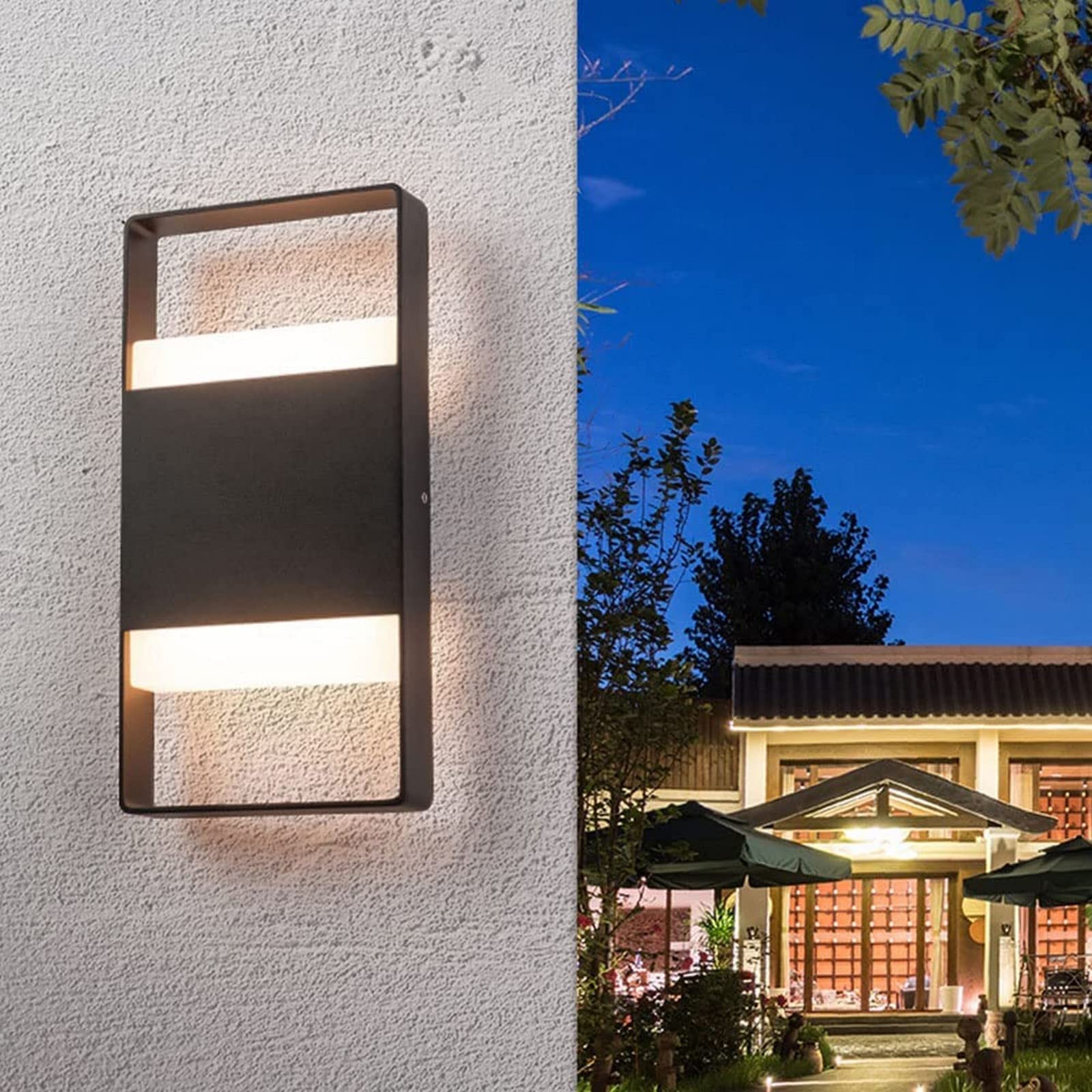 Applique murale vintage extérieure pour jardin et couloir avec éclairage LED étanche 12W noir