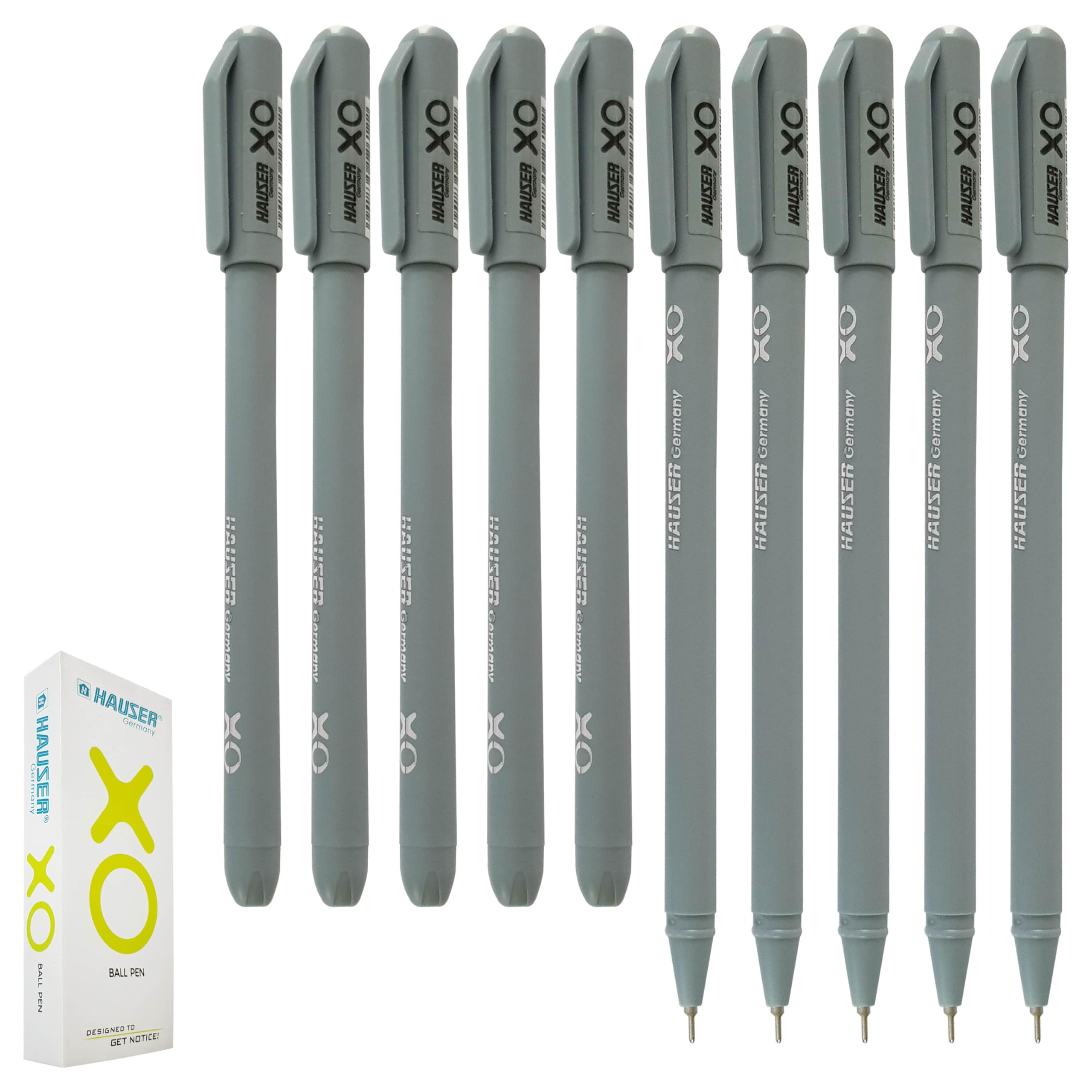 XO Ballpoint Pens, BLACK, Fine Point (0.7mm), Pack of 10, Smooth Ball Pens, Comfort Grip, Perfect for School Office Home Use, iZOFAX