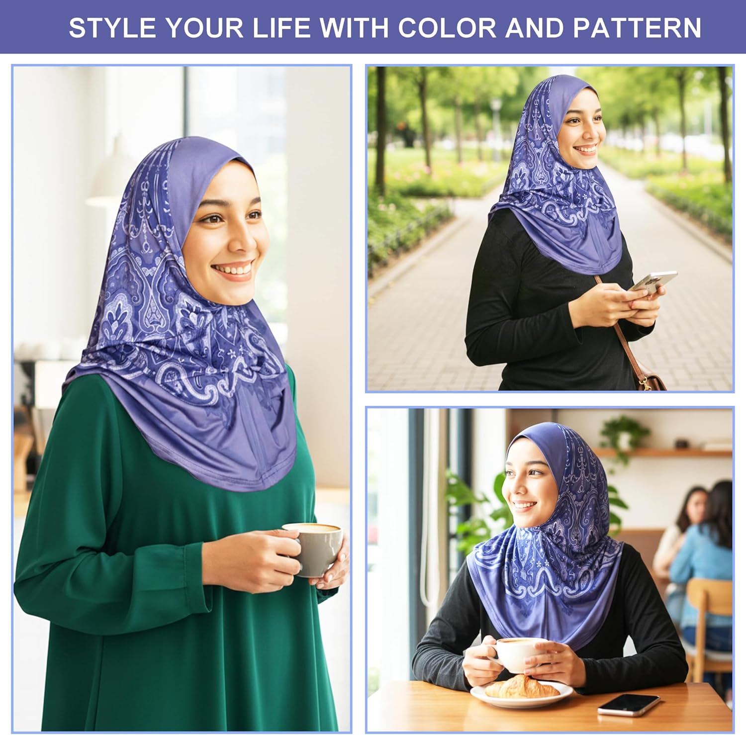 Instant Hijab Slip-On Khimar | Floral Print Jersey Hijab Scarf for Prayer & Modest Muslim Wear