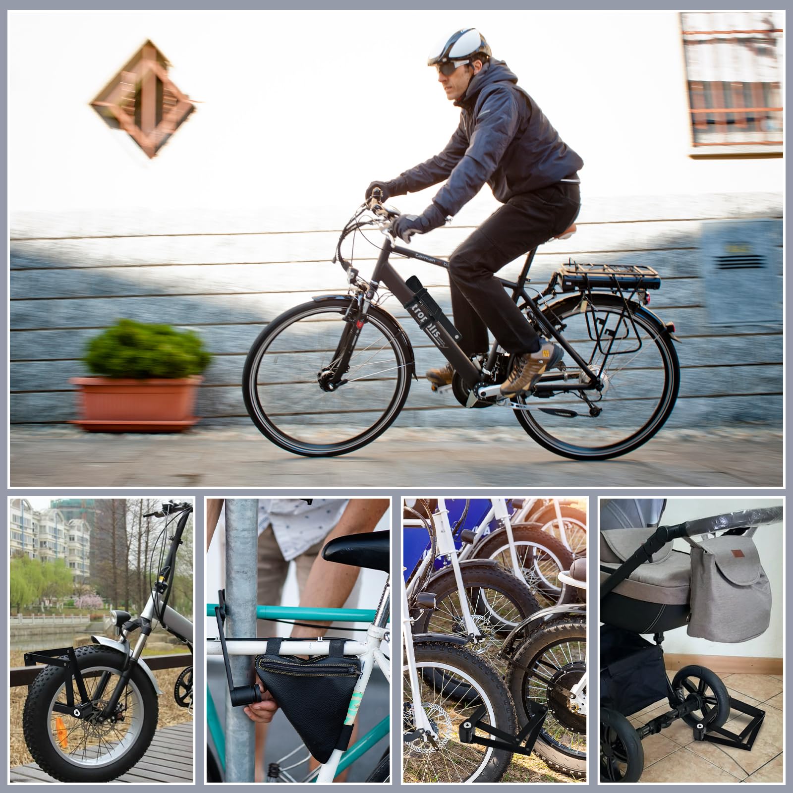 Antivol velo, Serrure de vélo Pliante Portable de 130 cm,Cadenas vélo Antivol,Accessoire pour Vélo avec Support, pour antivol velo, antivol velo electrique, moto