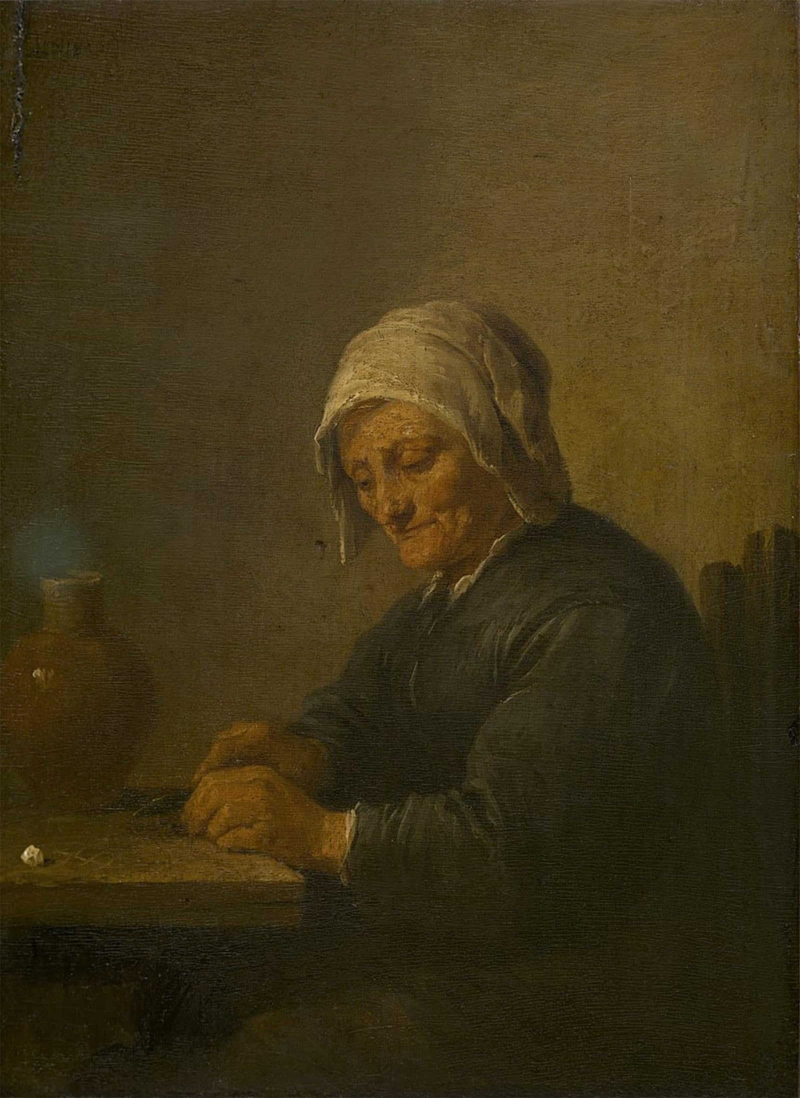POSTERIIk Vintage Print Pop Art Landscape Artwork Cutting Old Woman While Smoking by David Teniers the Younger Art Prints for Office Home Decor 60x90cm