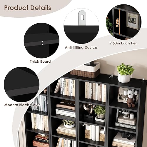 Miniatura 6 de FOTOSOK Estantería de torre de 8 niveles, 11.6 X 9.3 X 70.9 Pulgadas, gabinete de almacenamiento delgado para CD/DVD con estantes ajustables,