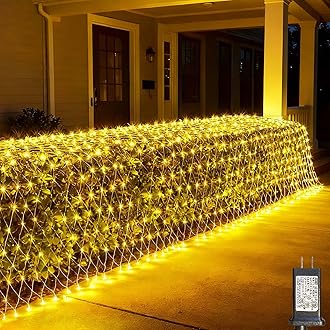LitHome 14.8FT x 5FT Christmas Net Lights, 300 LED Net Lights Outdoor Mesh Light with 8 Modes, Connectable Waterproof Warm White Christmas Mesh Light for Bushes, Garden, Backyard, Xmas, Holiday Decor