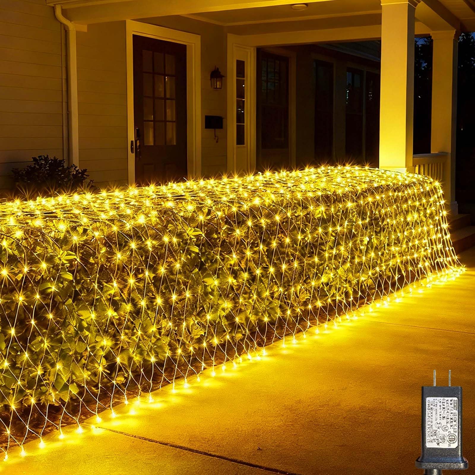 LitHome 14.8FT x 5FT Christmas Net Lights, 300 LED Net Lights Outdoor Mesh Light with 8 Modes, Connectable Waterproof Warm White Christmas Mesh Light for Bushes, Garden, Backyard, Xmas, Holiday Decor