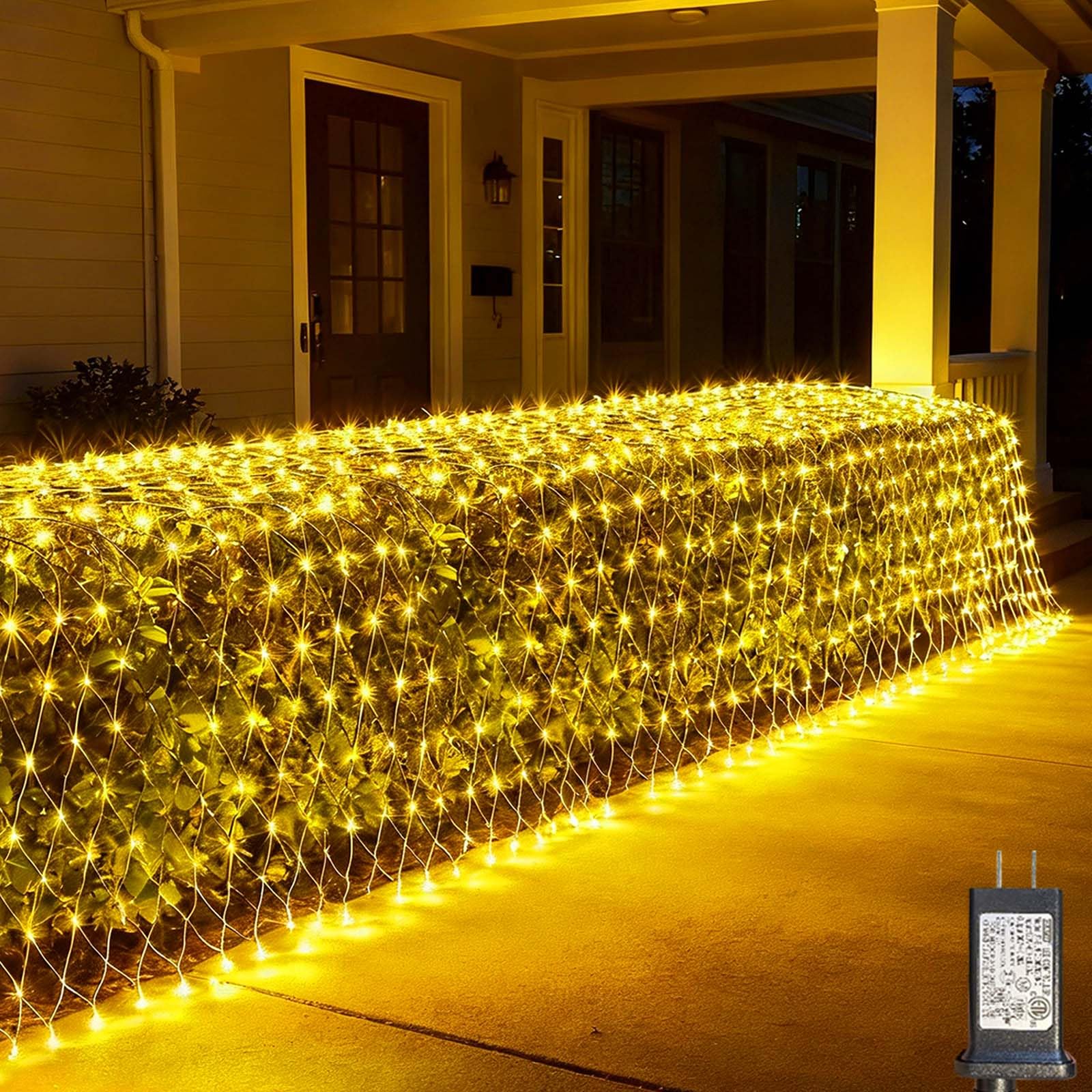 LitHome 14.8FT x 5FT Christmas Net Lights, 300 LED Net Lights Outdoor Mesh Light with 8 Modes, Connectable Waterproof Warm White Christmas Mesh Light for Bushes, Garden, Backyard, Xmas, Holiday Decor