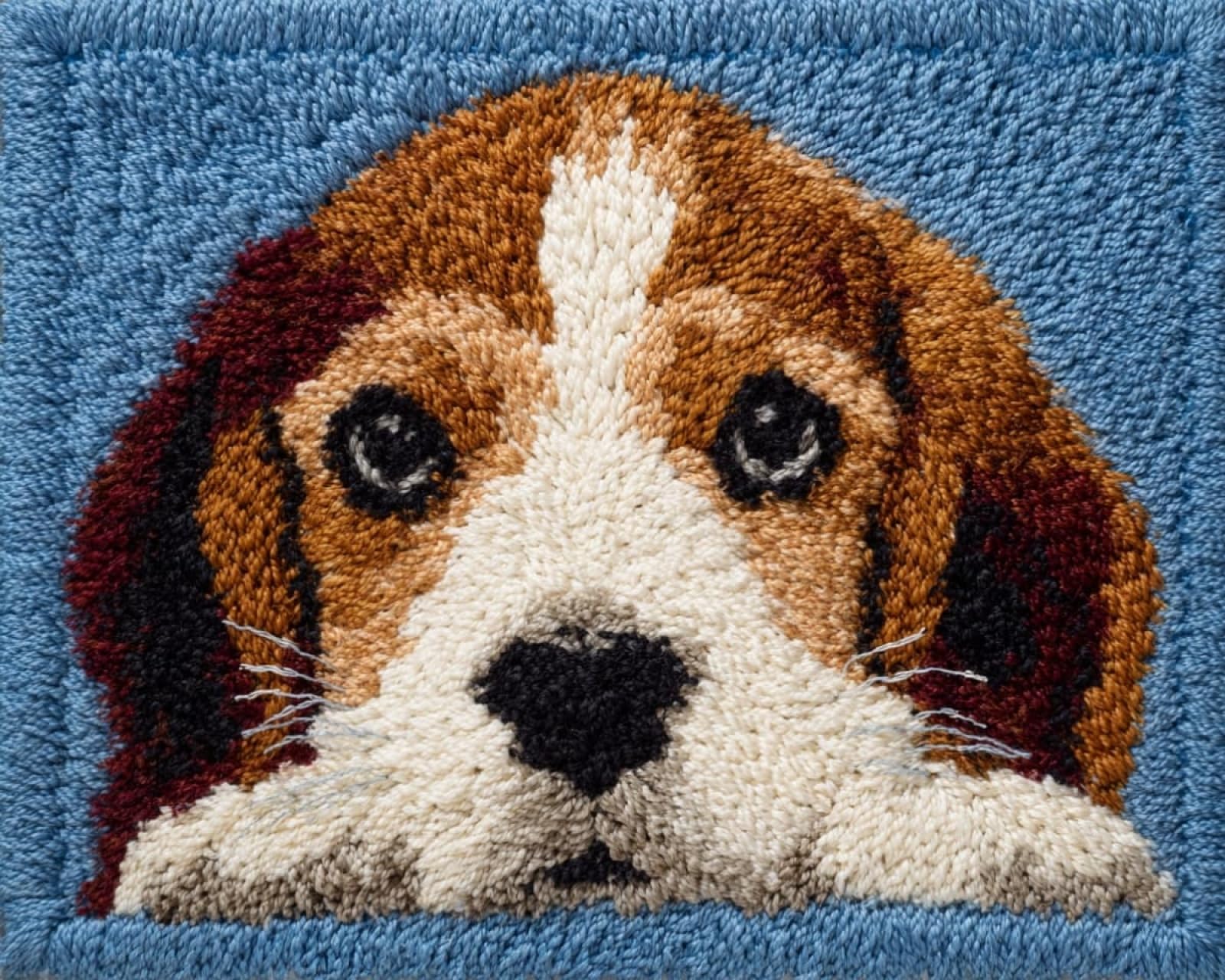 Wallphantom Latch Hook Rug Kits for Adult,Animal Dog Beagle,DIY Rug Crochet Making Kits with Pre-Printed Canvas and Latch Hook Tool and Enough Yarn,55x75cm