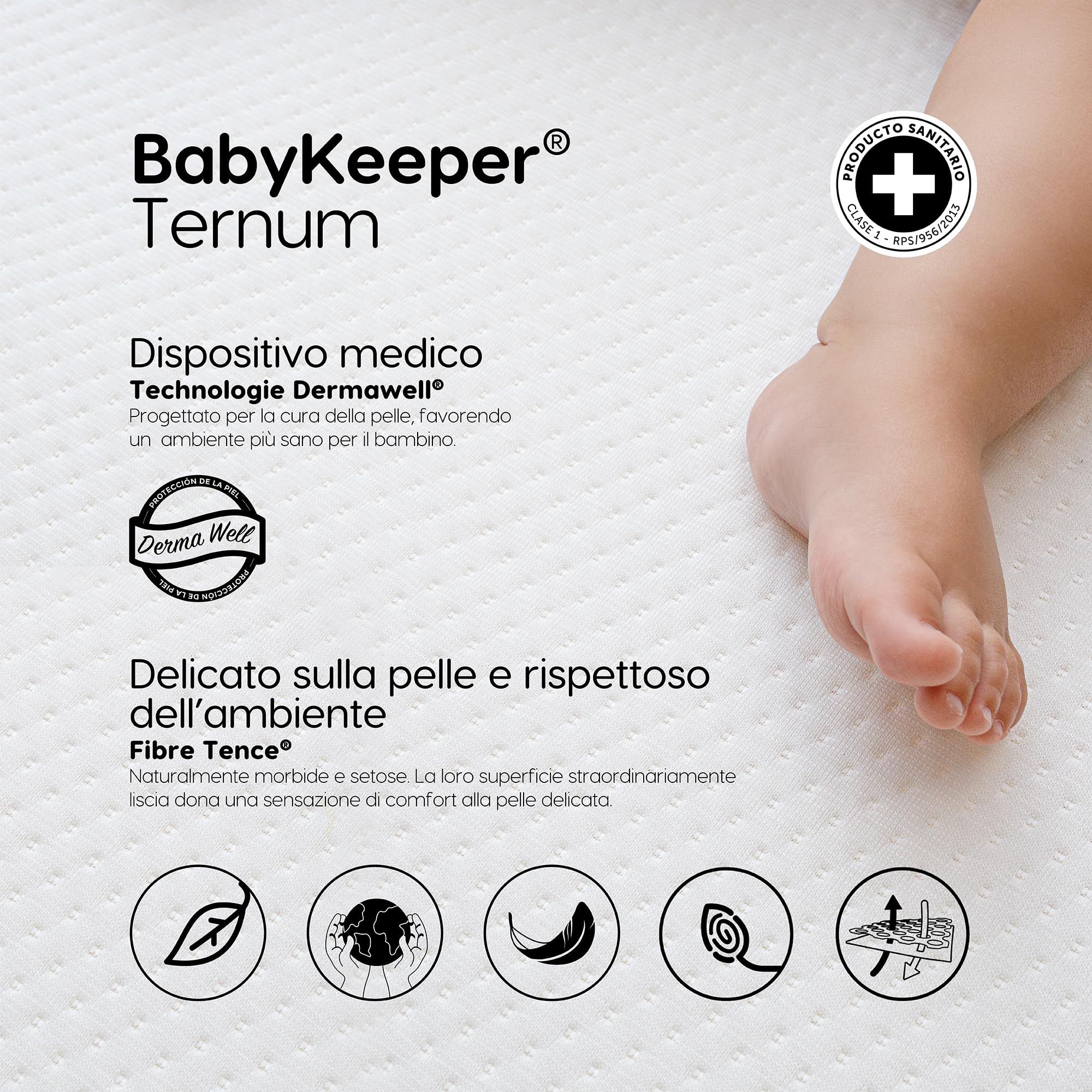 Ternum - Materasso Lettino Neonato 140x70 | Traspirante, 100% Lavabile e Sicuro | Tecnologia Baby Care Sleep | OEKO-TEX | Comfort per Culla Neonato 9,2 cm Spessore Lettino Neonato