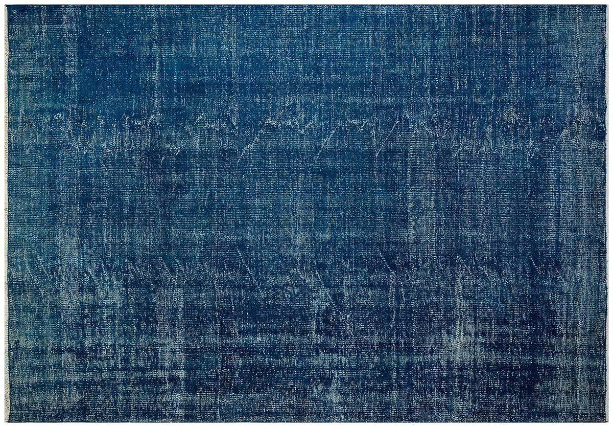 Tapis vintage turc fait à la main bleu foncé grand format 180x265 cm salon