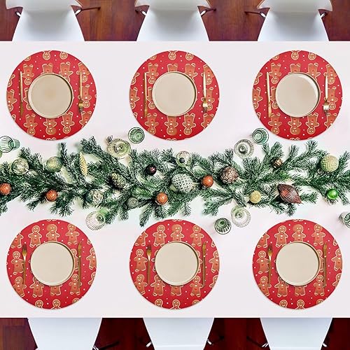 Miniatura 7 de Juego de 4 manteles individuales redondos lavables para mesa de comedor, manteles individuales resistentes al calor para cocina, manteles